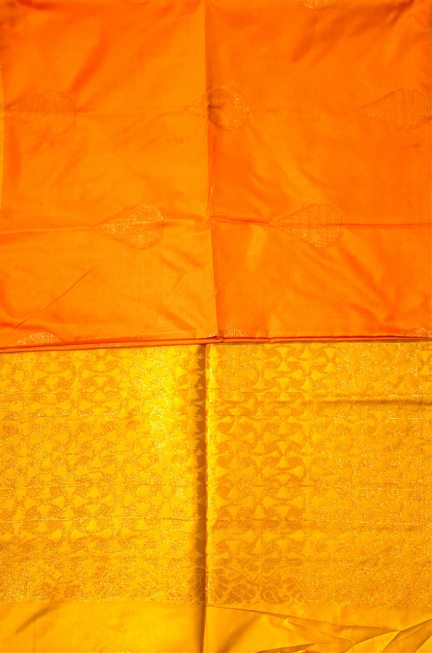 Soft Vegan Silk Saree Mango Yellow Colour with Border less.
