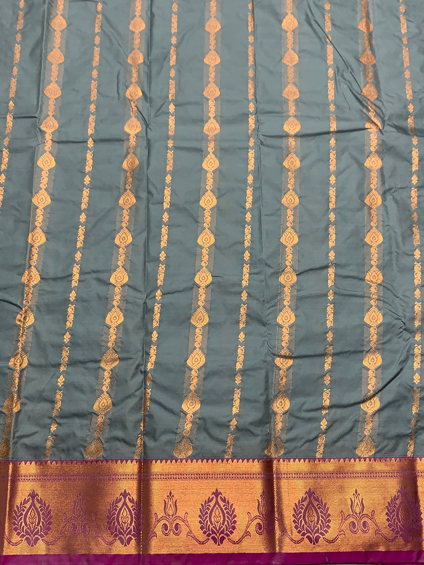 Soft Silk Casual Saree Gray Colour with Pink Colour and Copper Zari Border