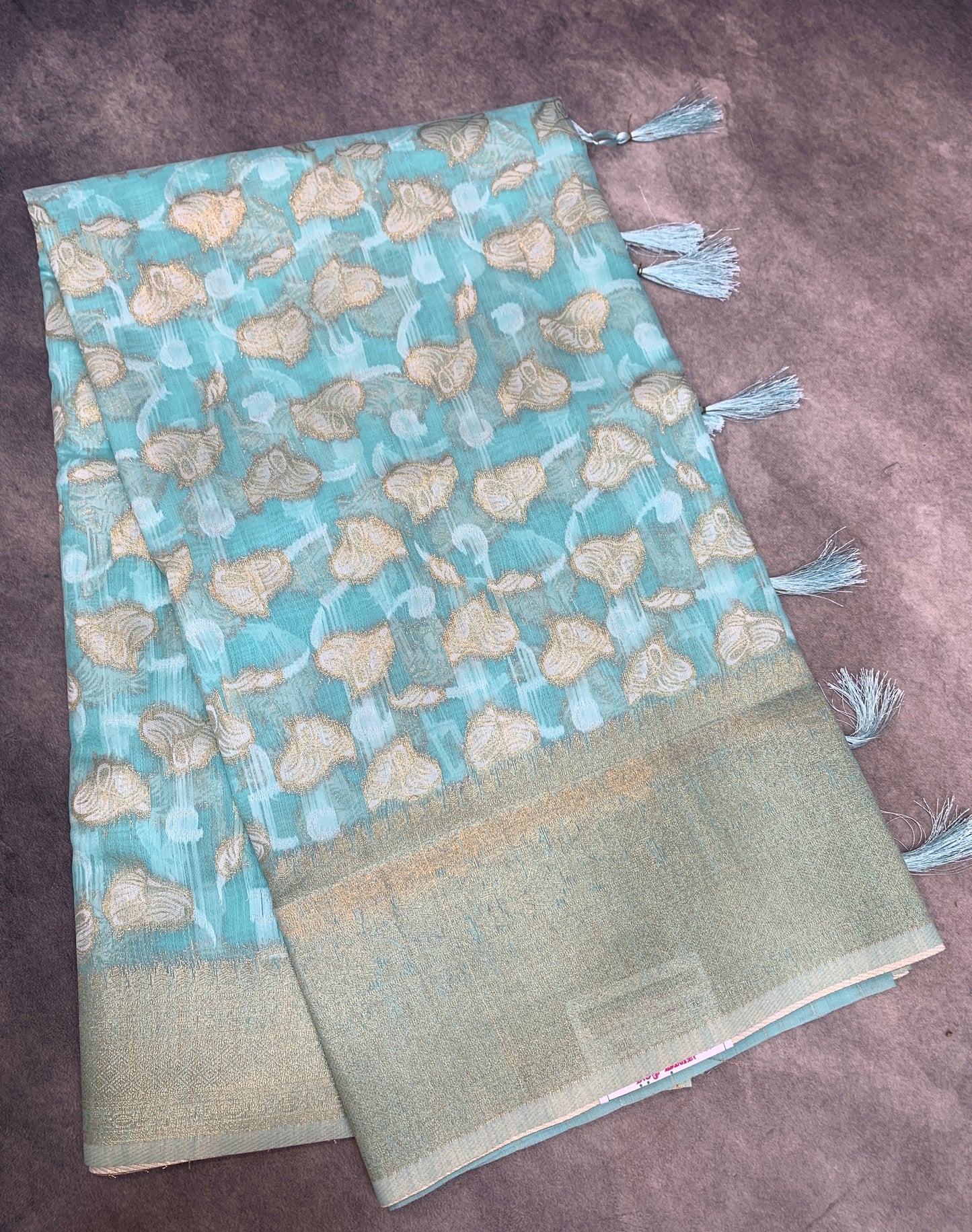 Banaras Katan Saree Sapphire Colour with Katan Work Border