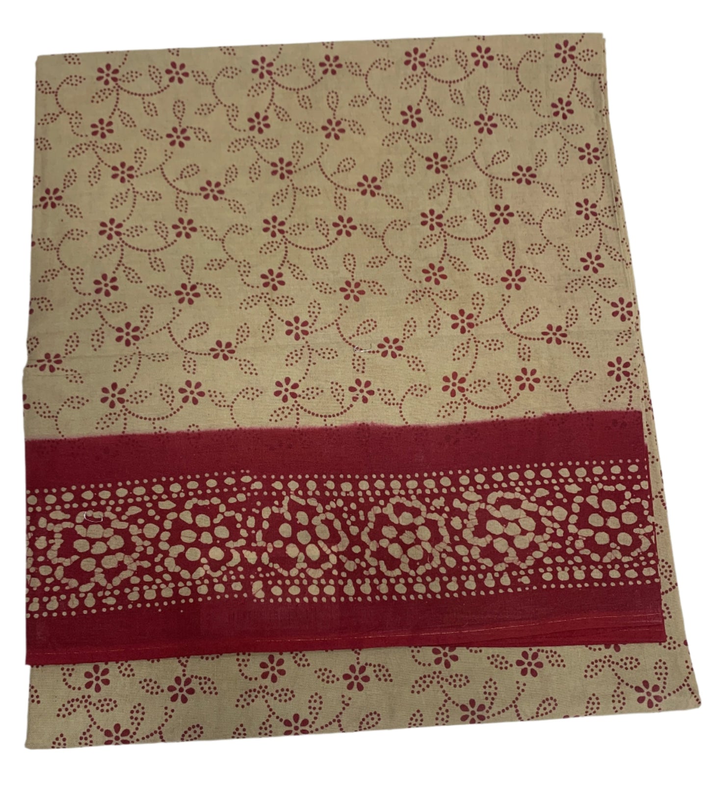 Chettinad Sungudi Cotton Light Tussar Colour with Red Border