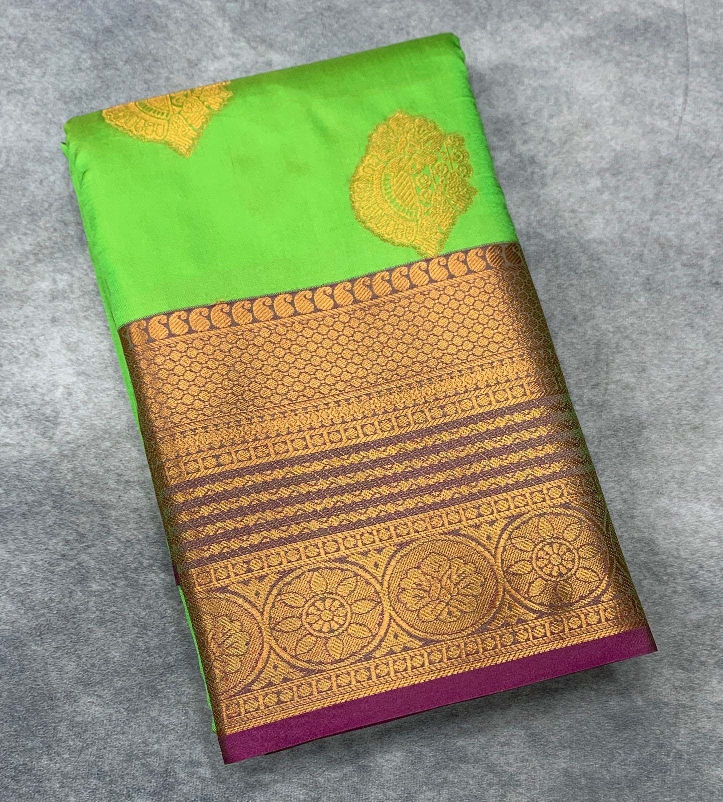 Soft Silk Casual Saree Light Green Colour with Pink and Golden Colour Border