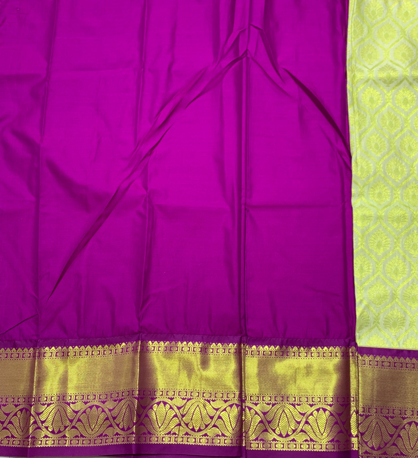 Ivory Shade Vegan Silk Kids Pattu Pavadai with Contrast Border for age 2 to 5