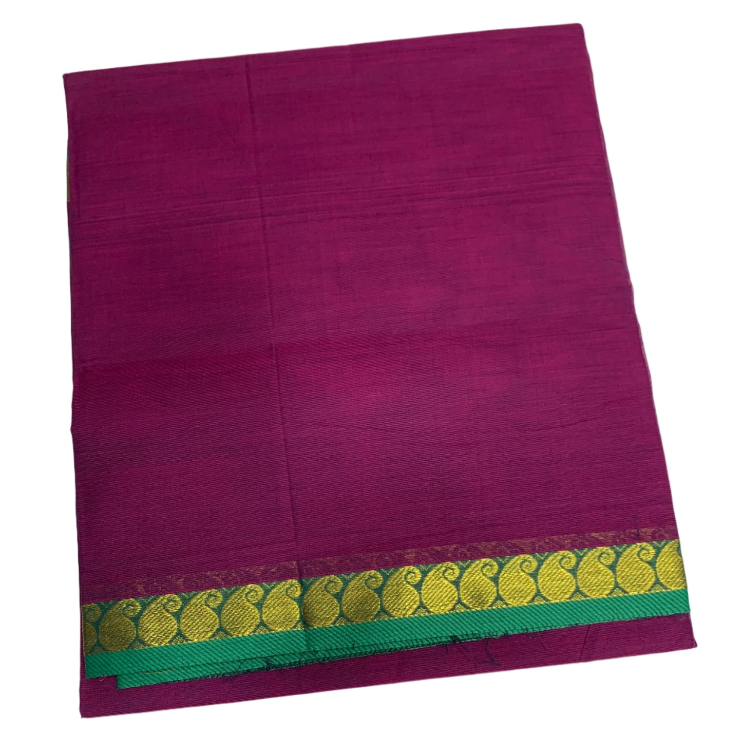 Chettinad Cotton Saree Magenta Colour with Green Border