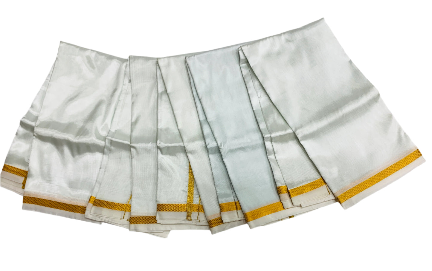 Art Silk Pooja Towel White Colour with Zari Border - Pack of 5