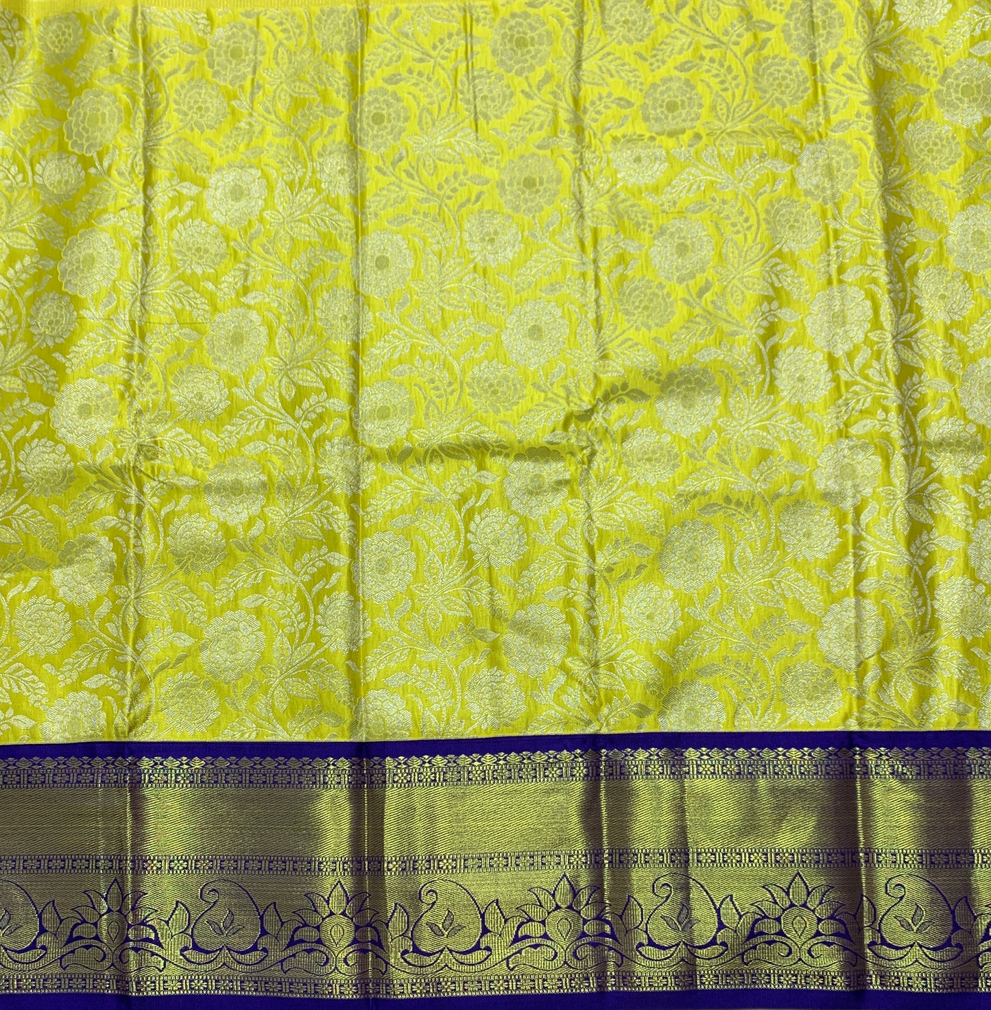 Yellow Shade Vegan Silk Kids Pattu Pavadai with Contrast Border for age 2 to 5