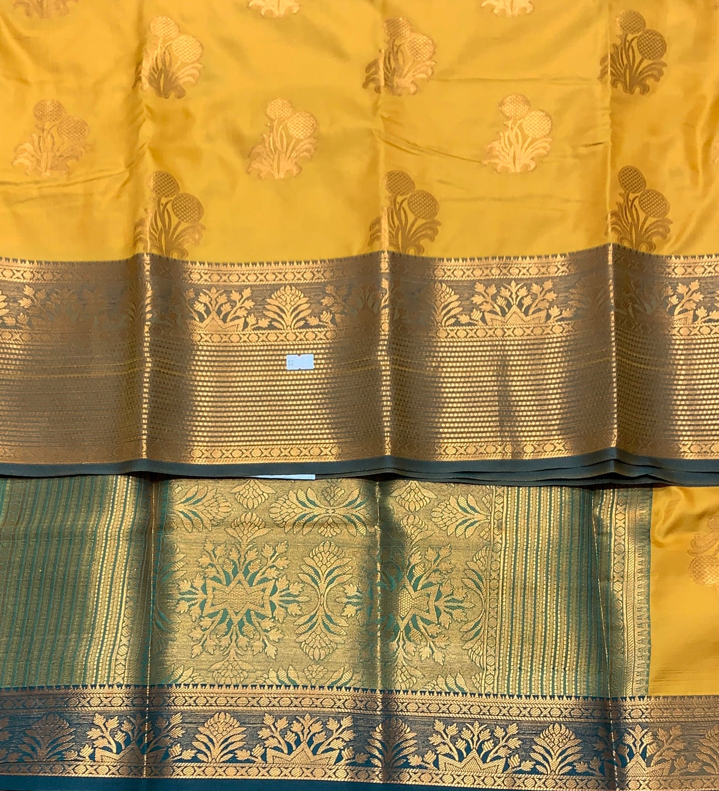 Soft Silk Casual Saree Golden Yellow Colour with Green and Golden Colour Border