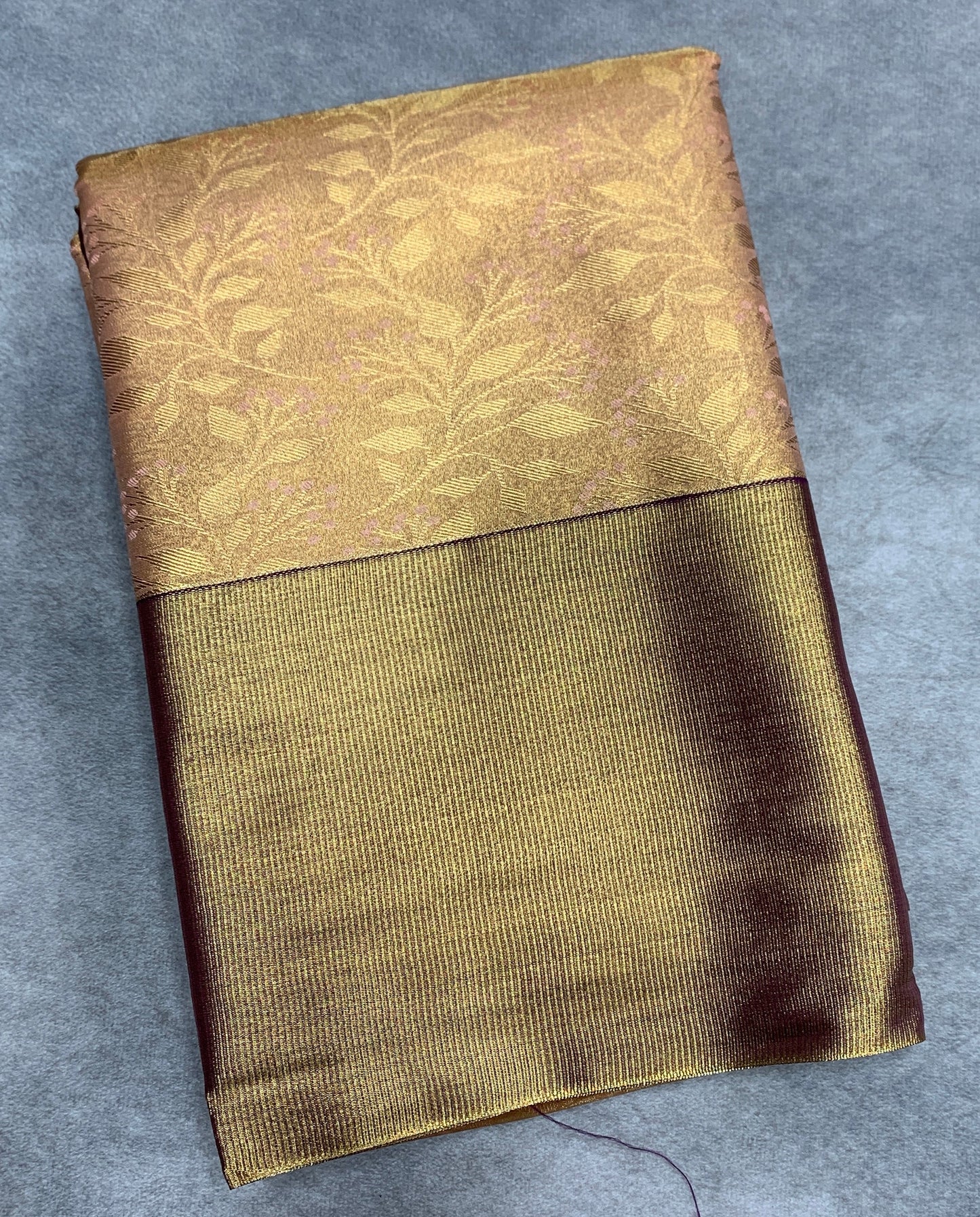 Fancy Tissue Saree Peach Colour with Light Copper Colour