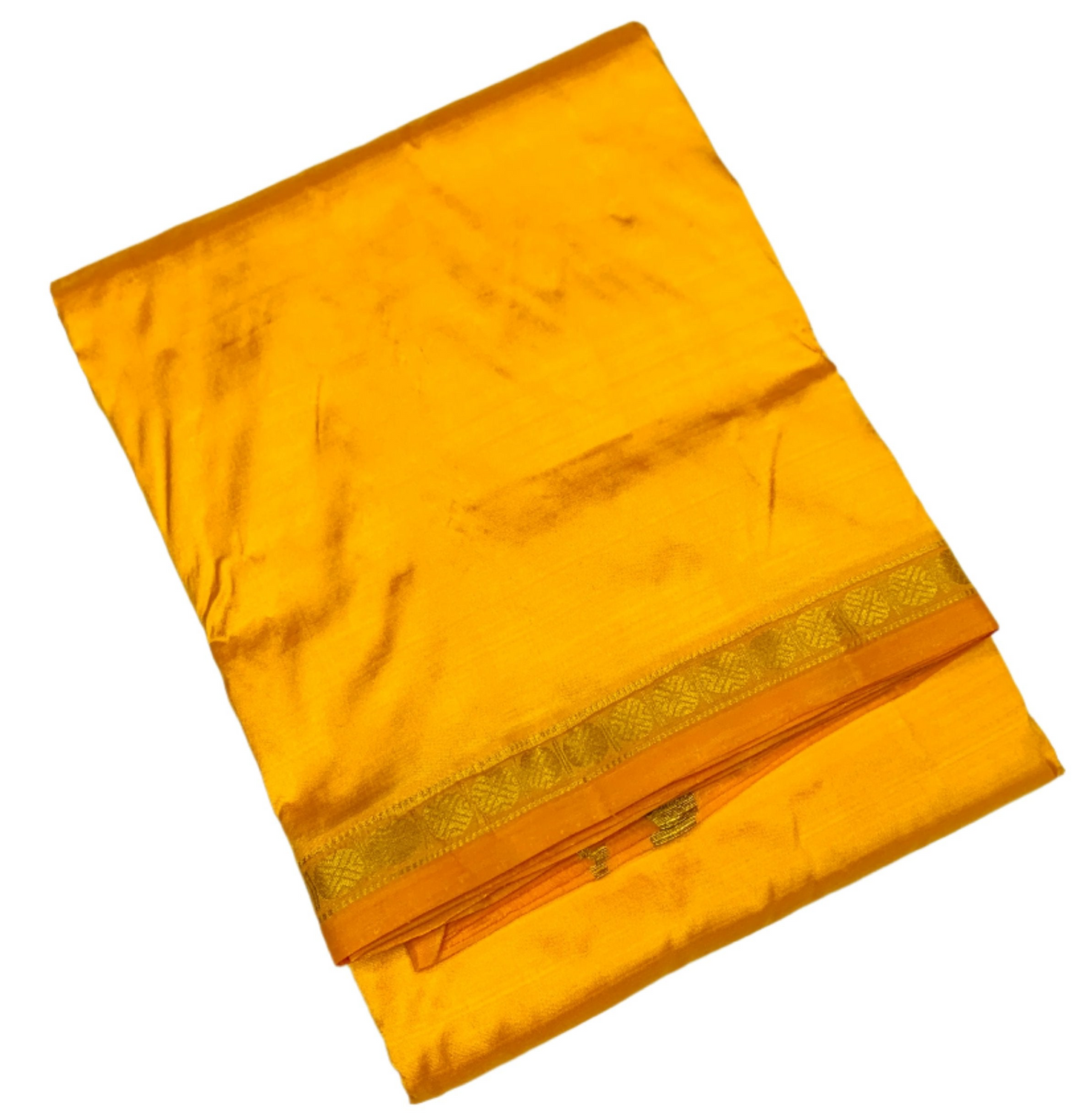 9X5 Pure Silk Dhoti Mustard Small Border