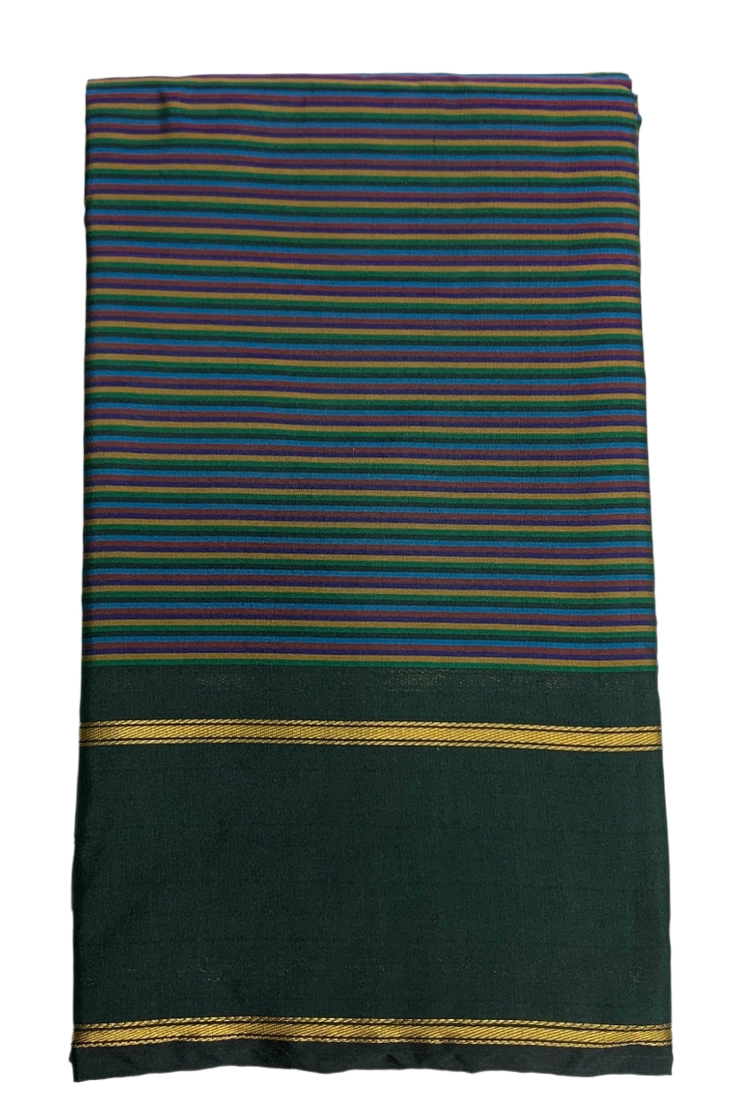 Arani Silk Saree Multi Colour with Green Colour Border