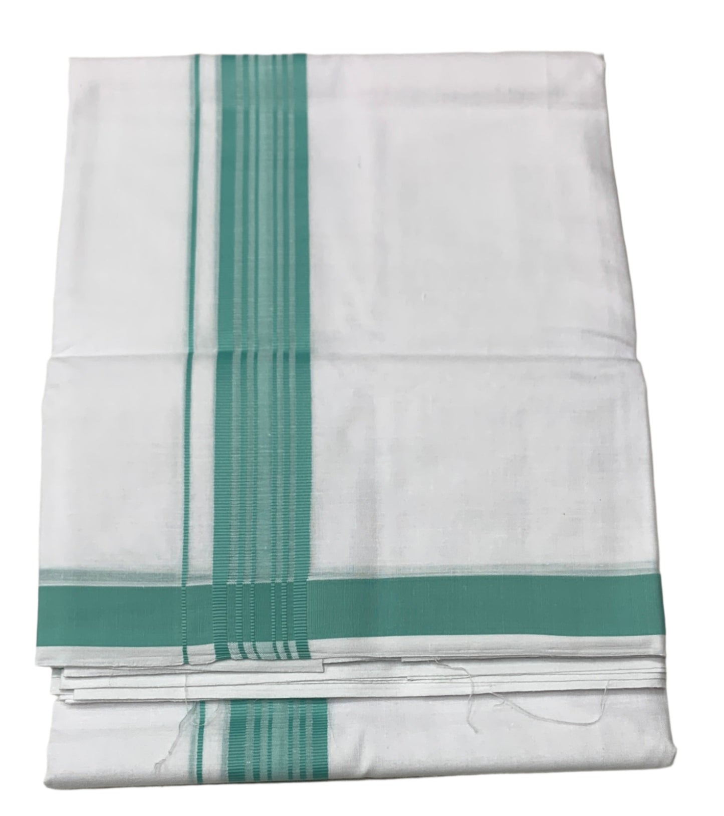 8 Mulam White Cotton Dhoti with Large Sapphire Border