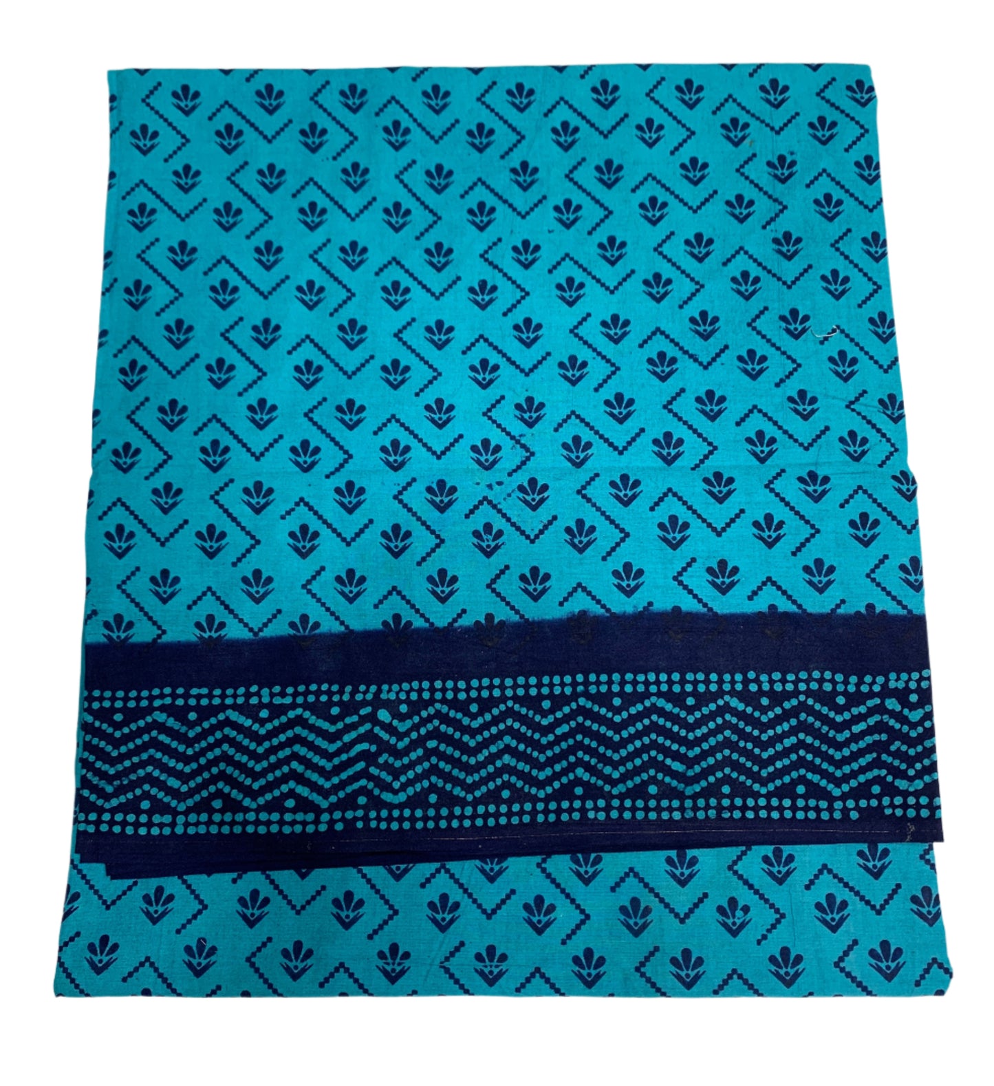 Chettinad Sungudi Cotton Light Turquoise Blue Colour with Navy Blue Border