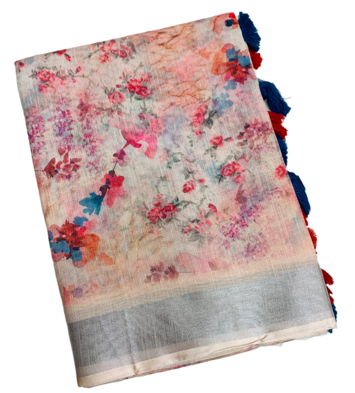 Jute Cotton Saree Baby Pink Shade with Thread Border