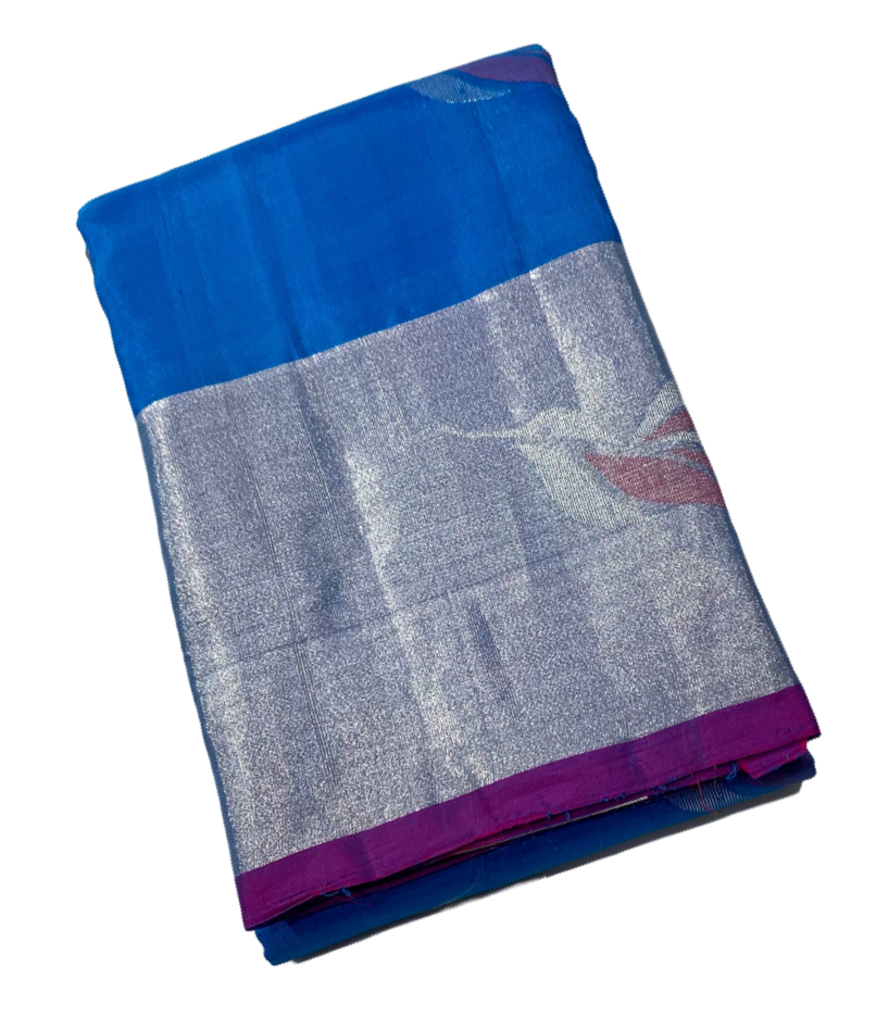 Pure Kachipuram Silk Saree Sky Blue Colour