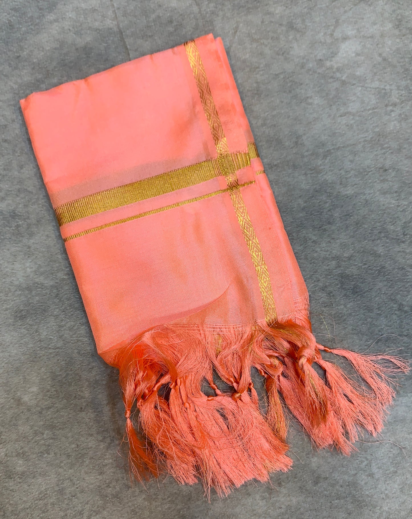 2 Mulam Silk Pooja Towel Peach Colour