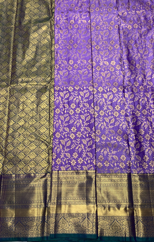 Vegan Silk Saree Lavender Colour with Green Border