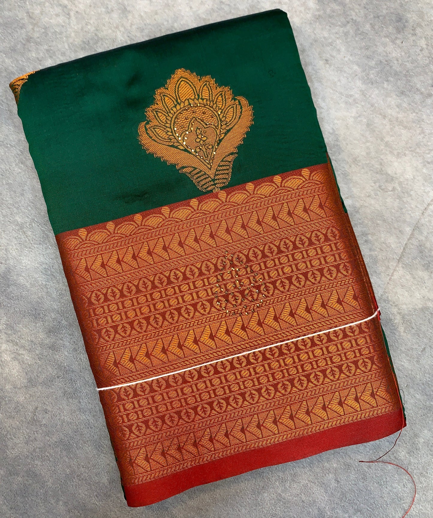 Soft Silk Casual Saree Green Colour with Maroon and Golden Colour Border