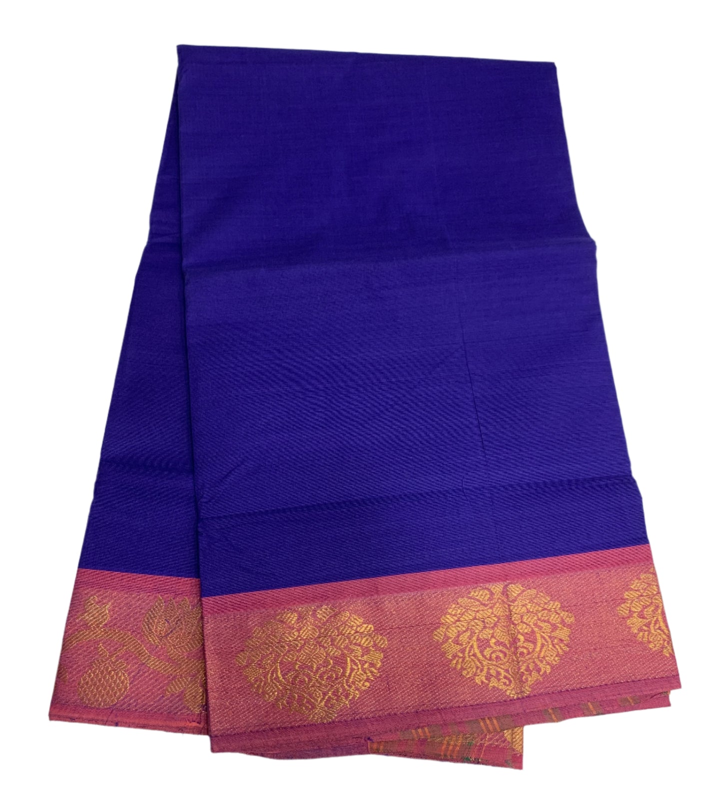 Chettinad Cotton Saree Blue Colour with Pink Border