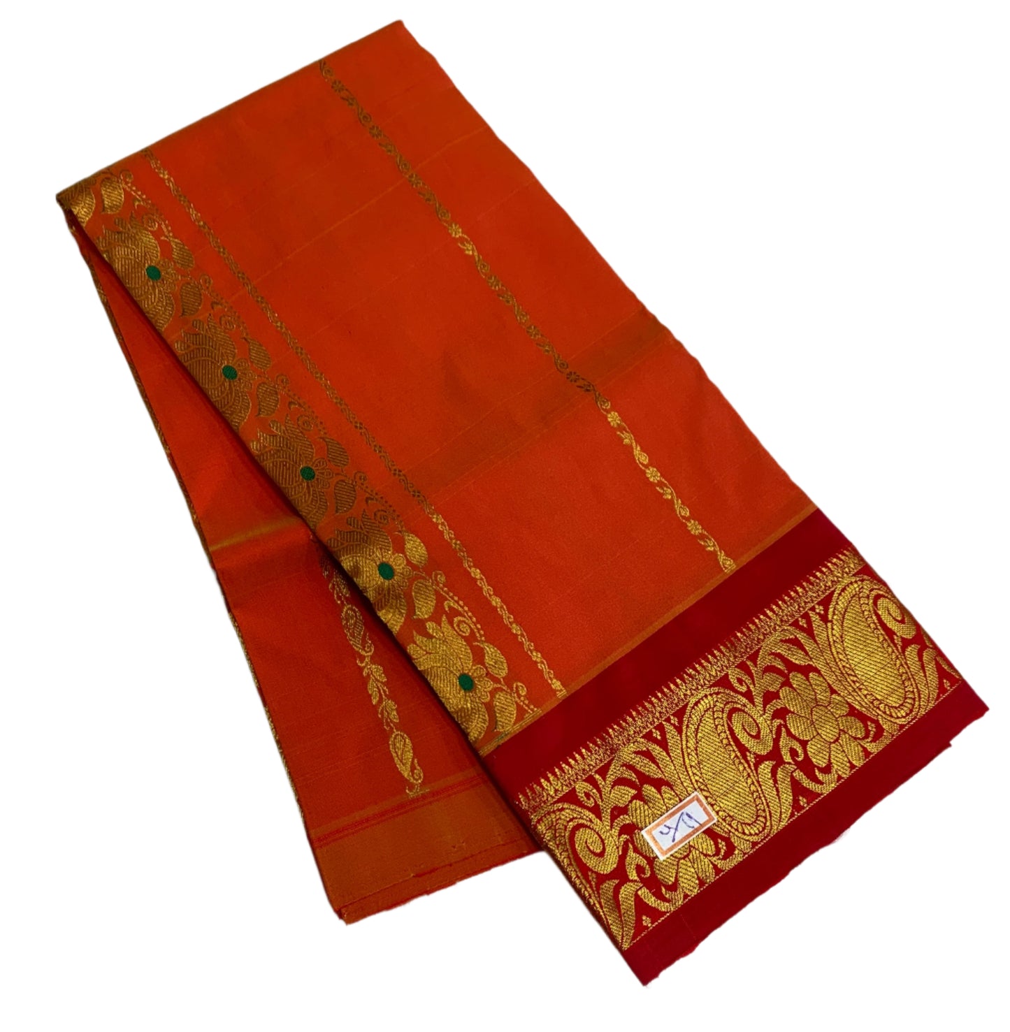 Orange Shade Semi Silk Kids Pattu Pavadai with Self border for Age 2 to 5