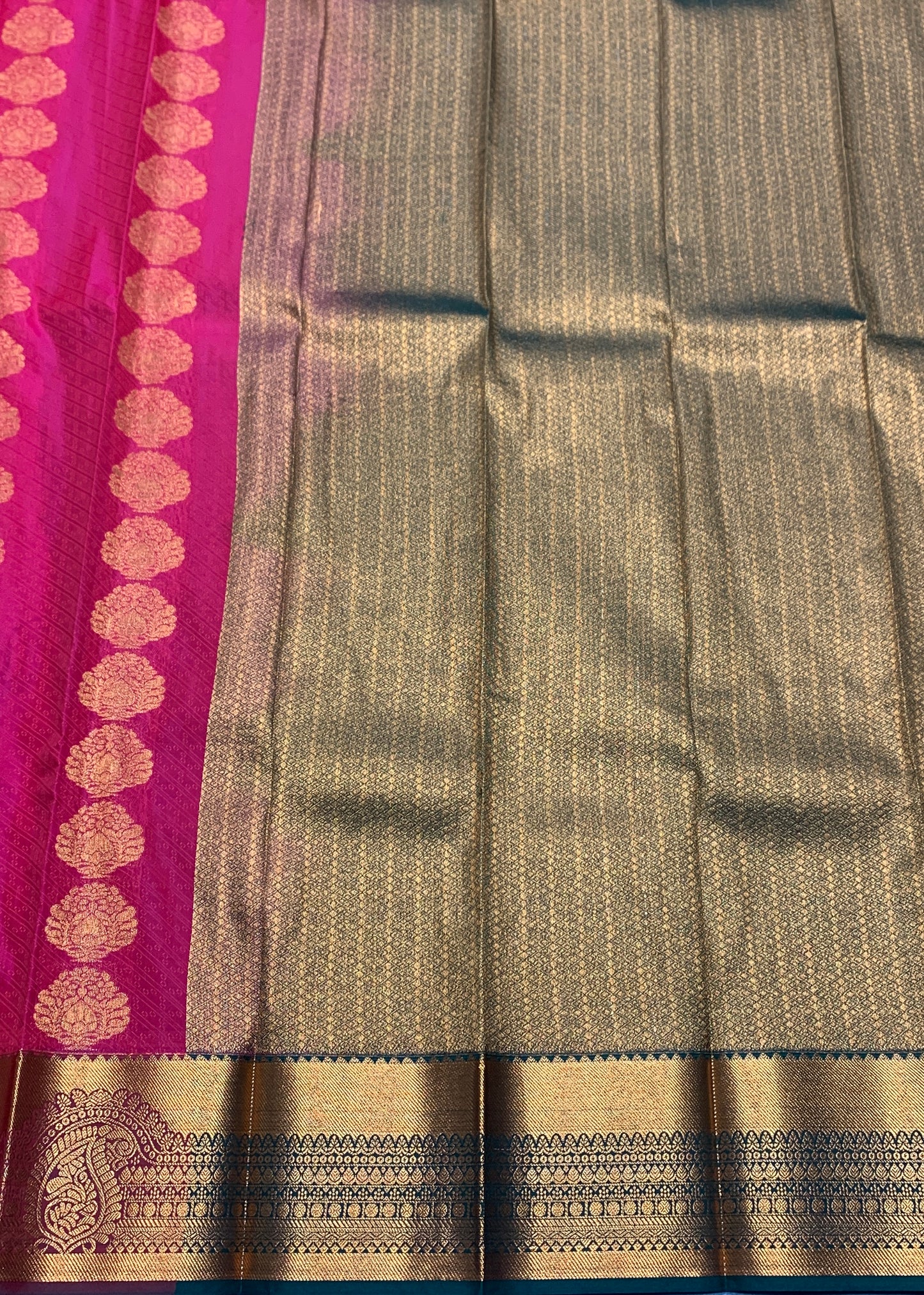 Vegan Silk Saree Cherry Red Colour Saree with Copper Border