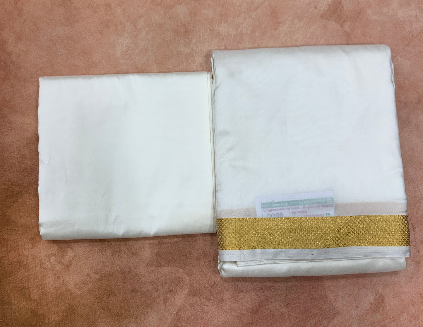 Pure Silk Dhoti with Angavastram and Matching Shirt Material Combo