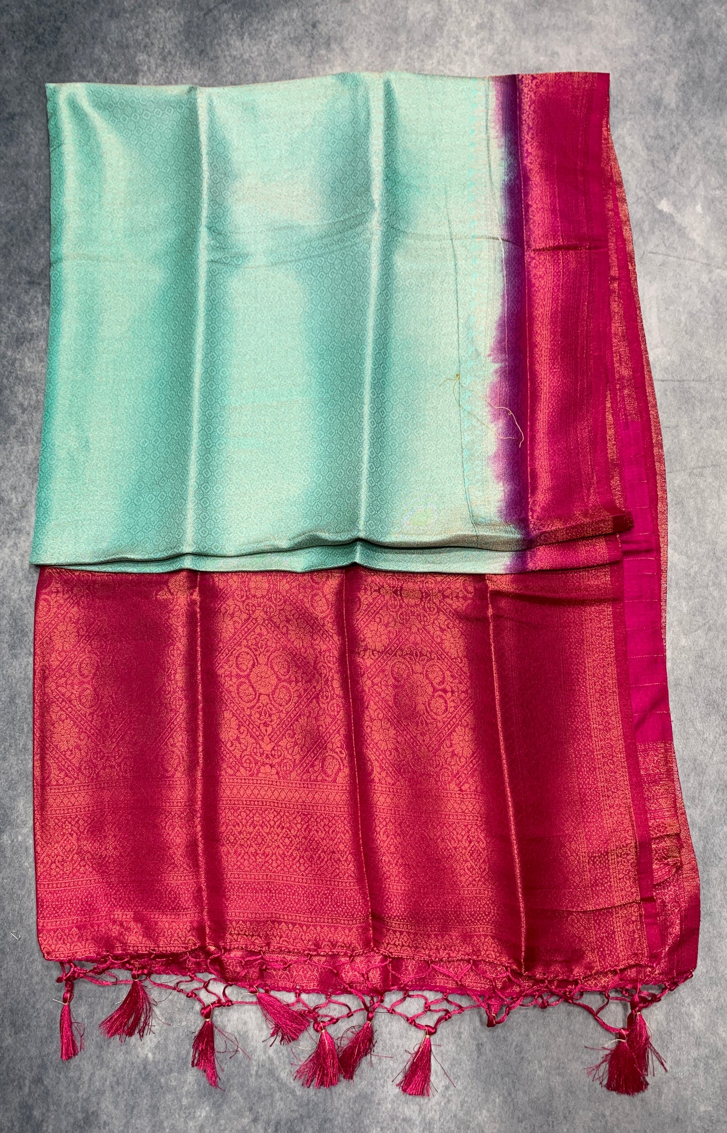 Soft Silk Saree Light Sapphire Colour with Pink Colour Pallu