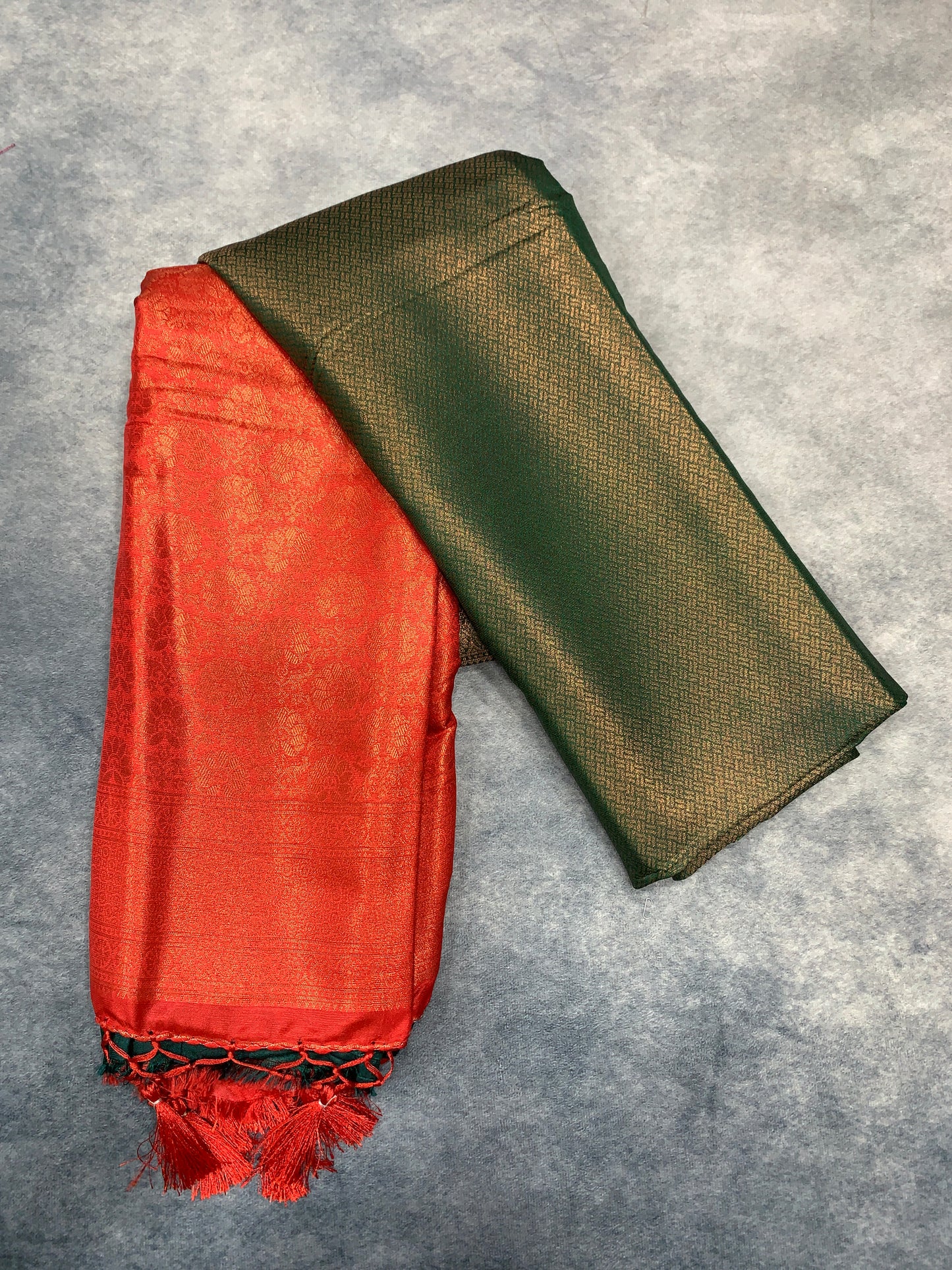 Soft Silk Saree Green Colour with Red Colour Pallu