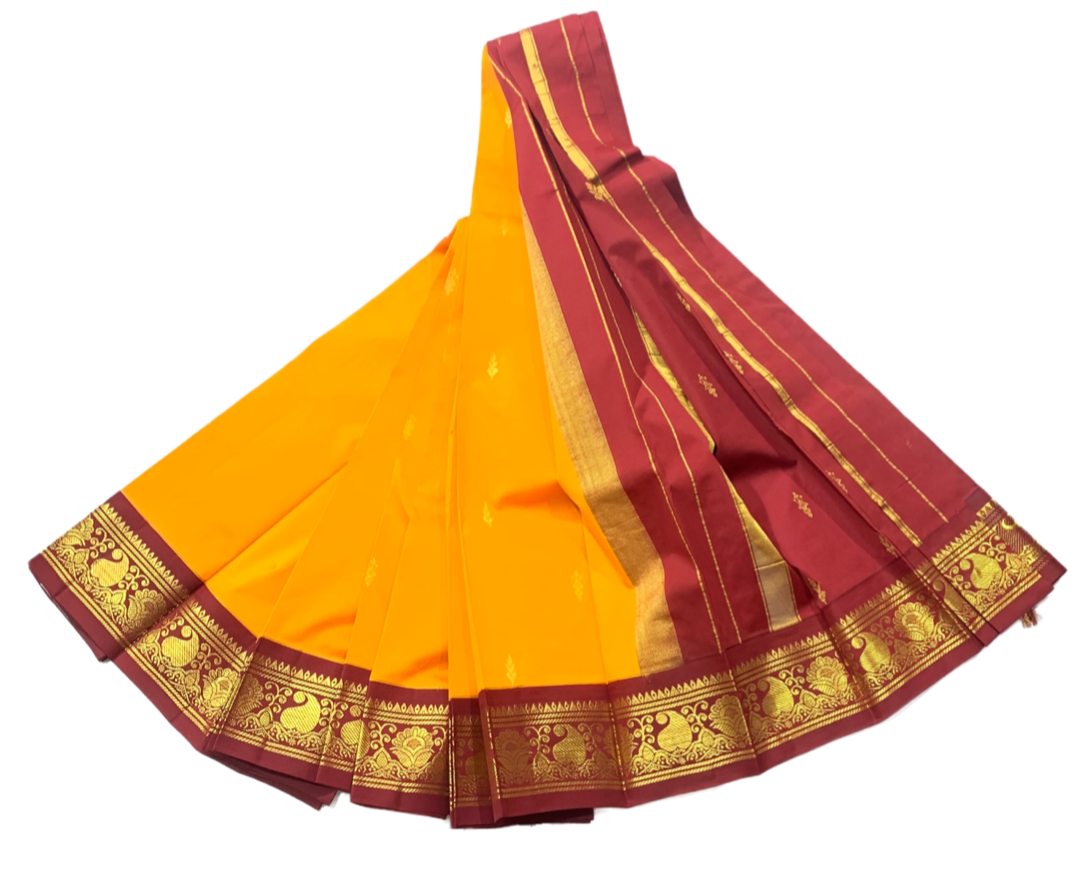 Kanchipuram Silk Saree with Mango Yellow Colour