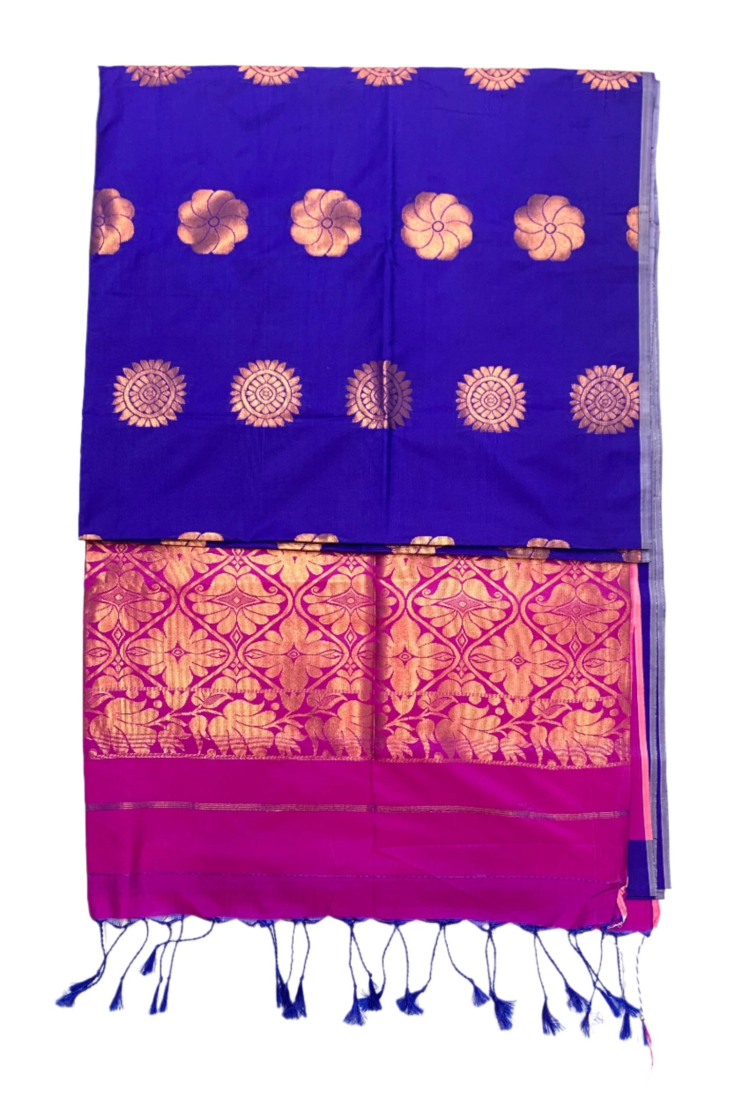Soft Vegan Silk Saree Blue Colour