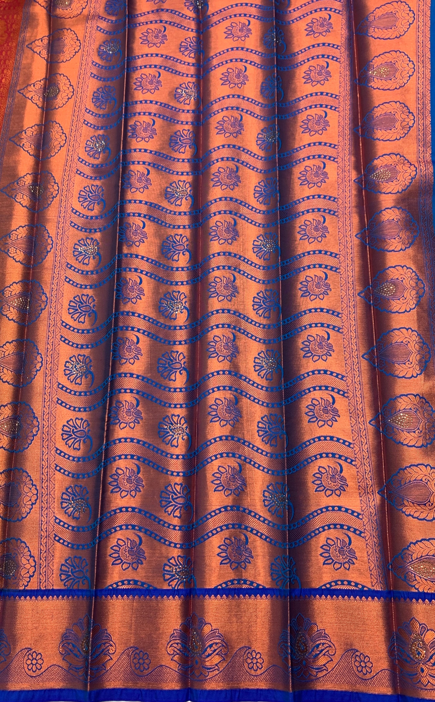 Vegan Silk Saree Maroon Colour with Copper and Purple Border