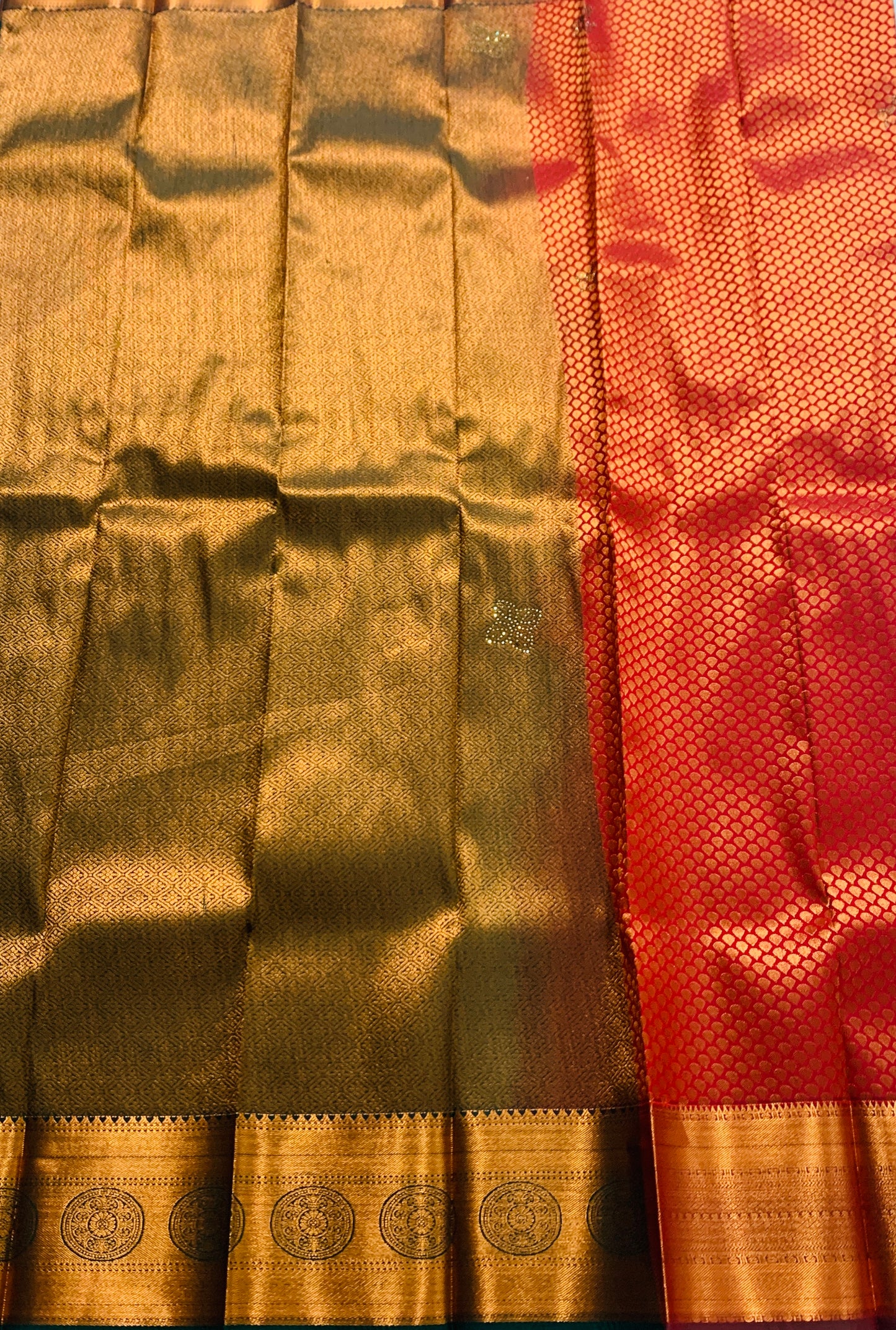 Vegan Silk Saree Maroon Colour with Copper Border