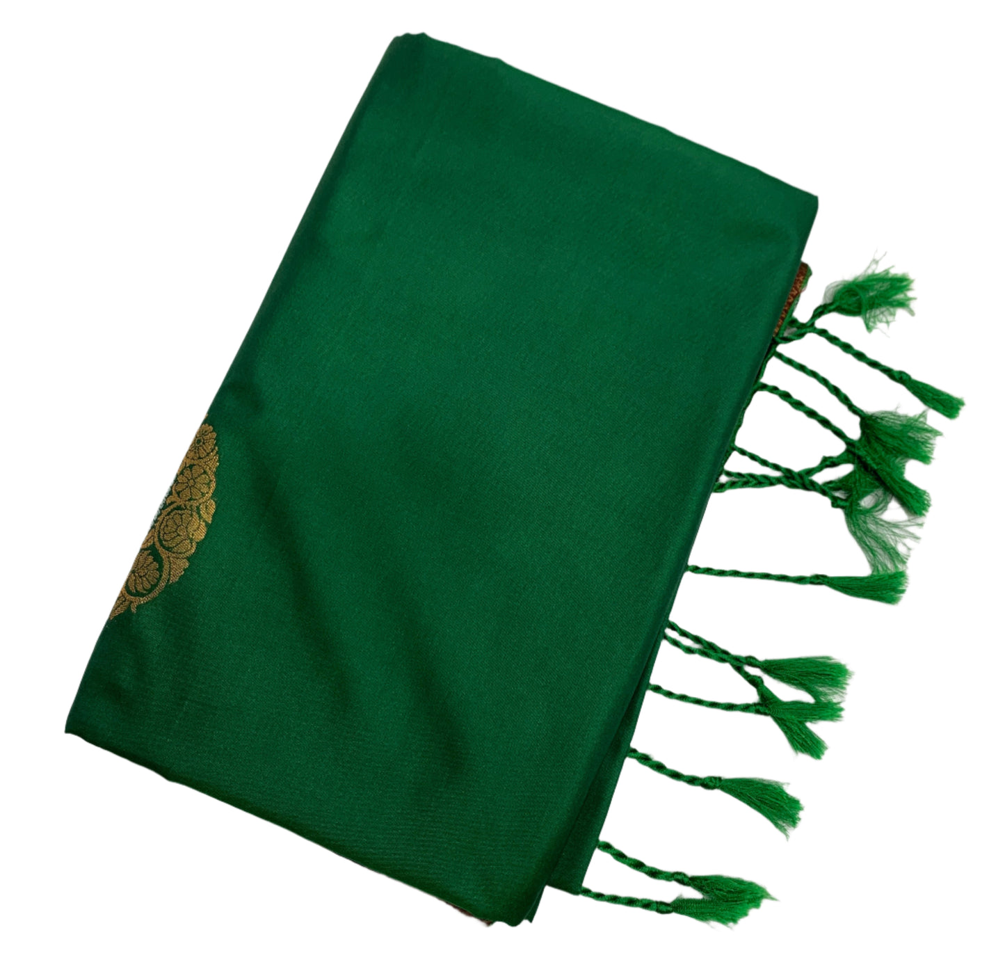 Soft Vegan Silk Saree Green Colour with Border less
