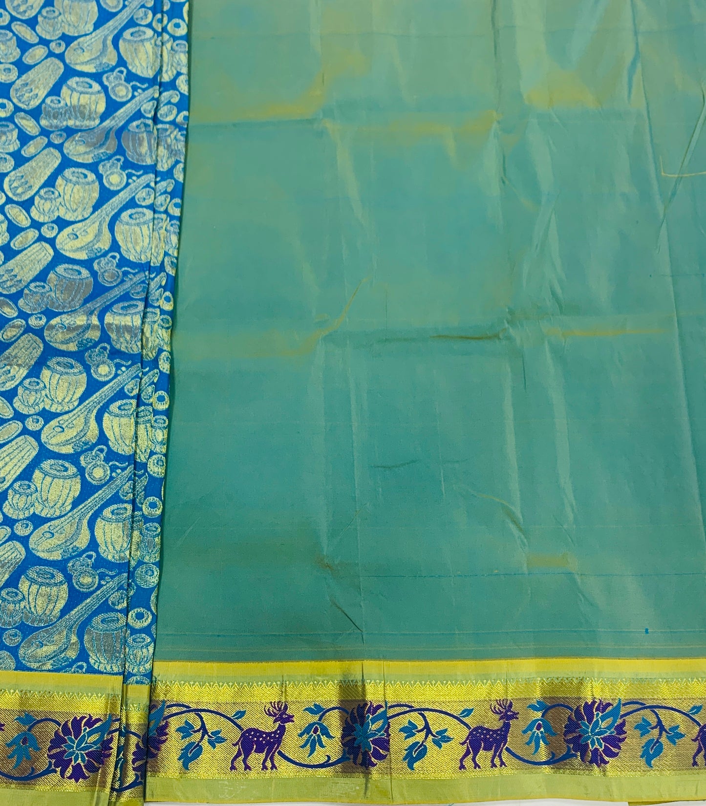 Sky Blue Shade Vegan Silk Kids Pattu Pavadai with contrast border for newborn to 2 Years