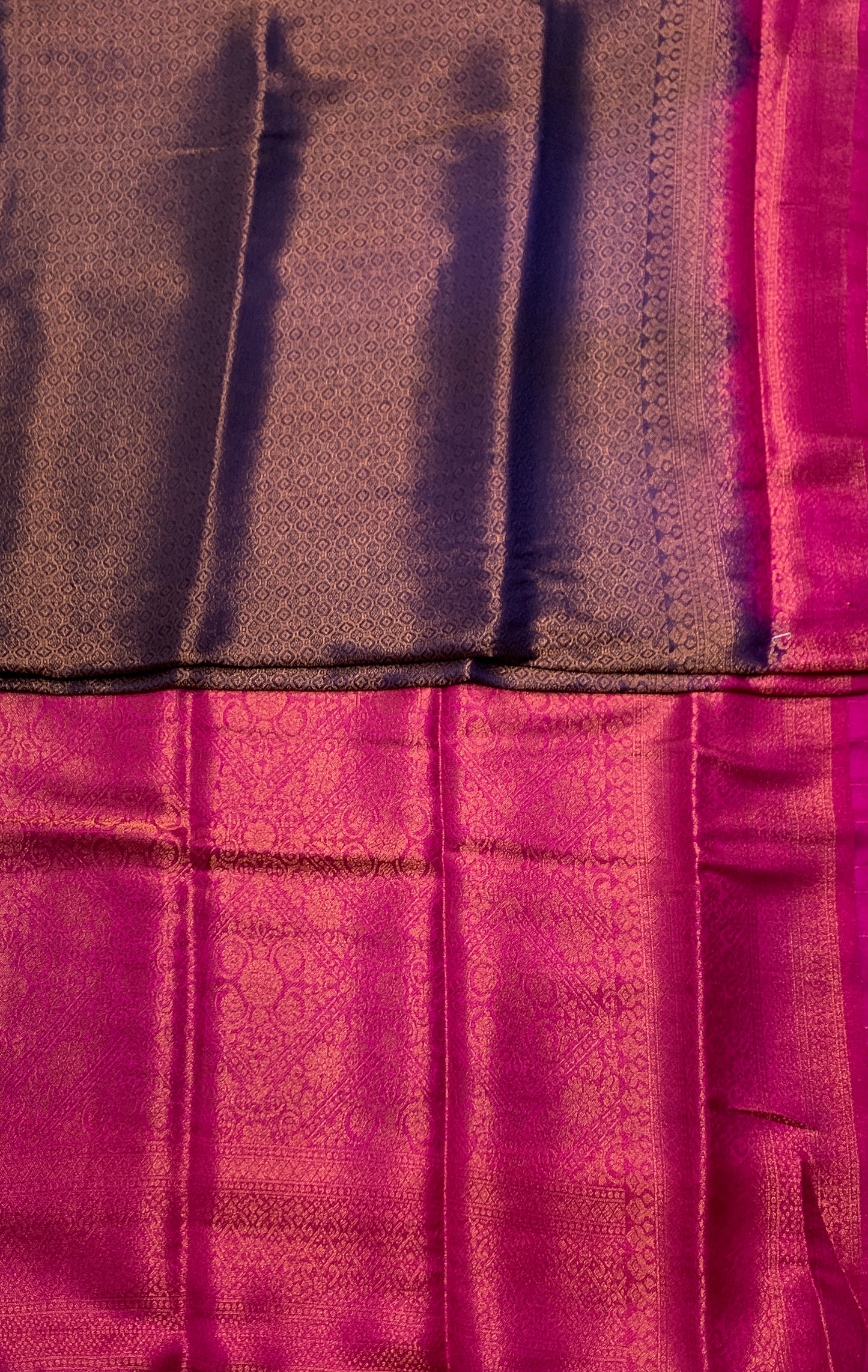 Soft Silk Saree Navy Blue Colour with Pink Pallu