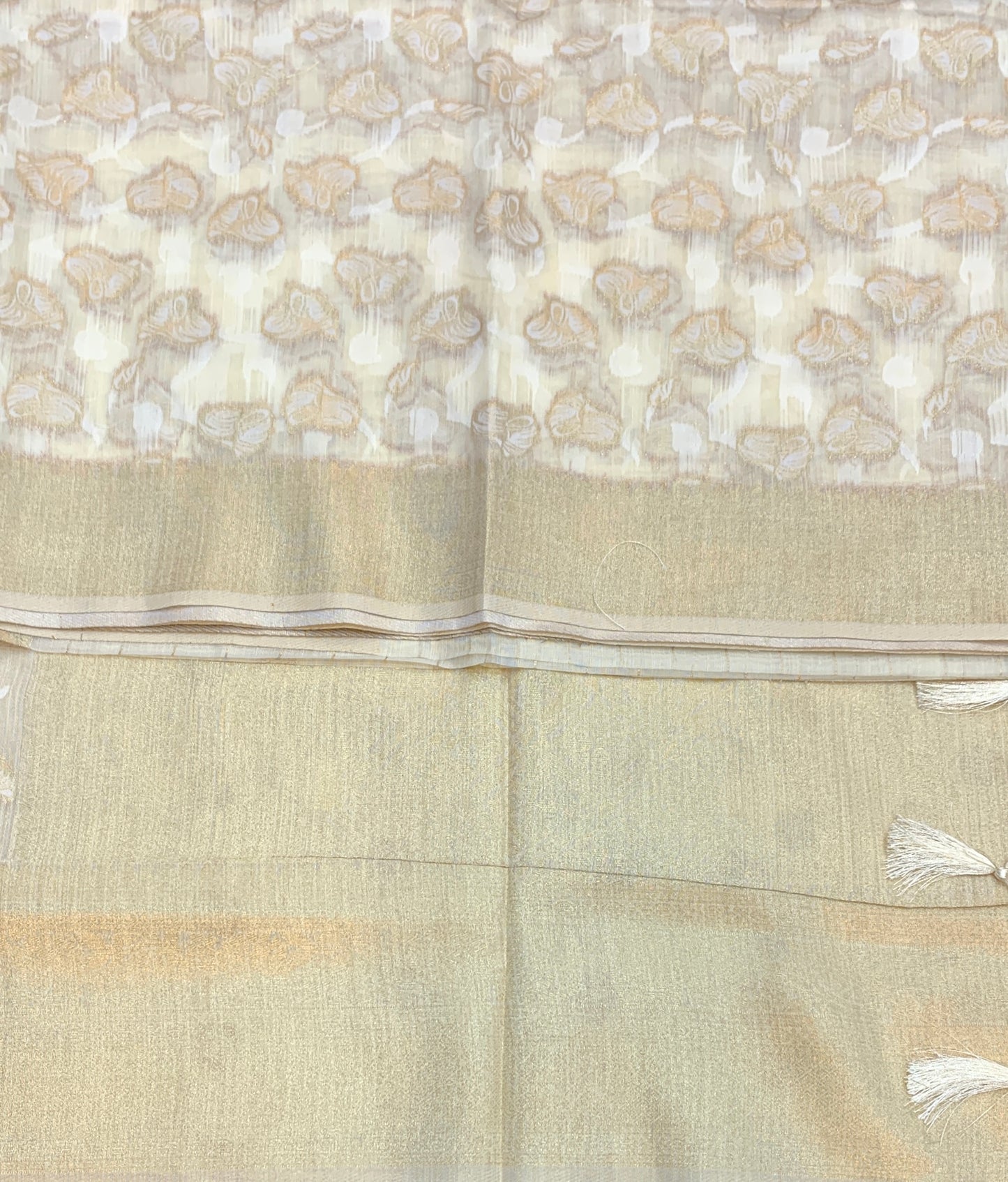 Banaras Katan Saree Off White Colour with Katan Work Border