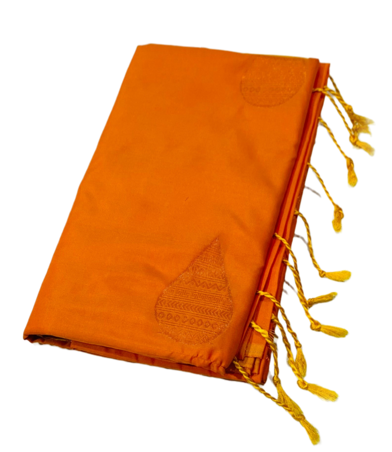 Soft Vegan Silk Saree Mango Yellow Colour with Border less.