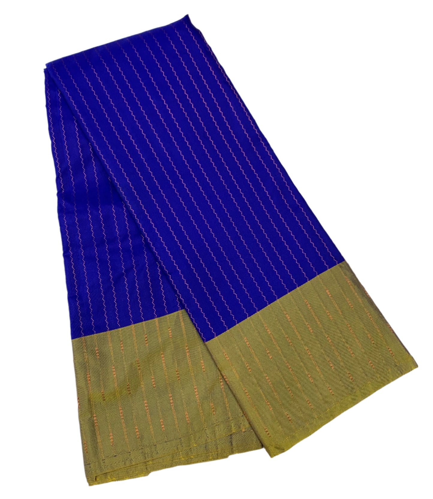 Arani Silk Saree Blue Colour with Yellow Green Border