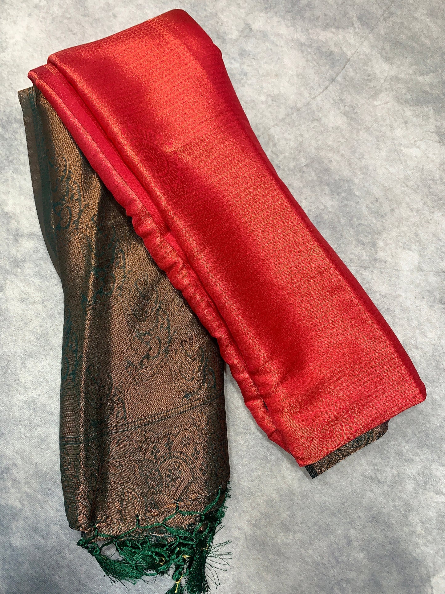 Soft Silk Saree Red Colour with Green Pallu