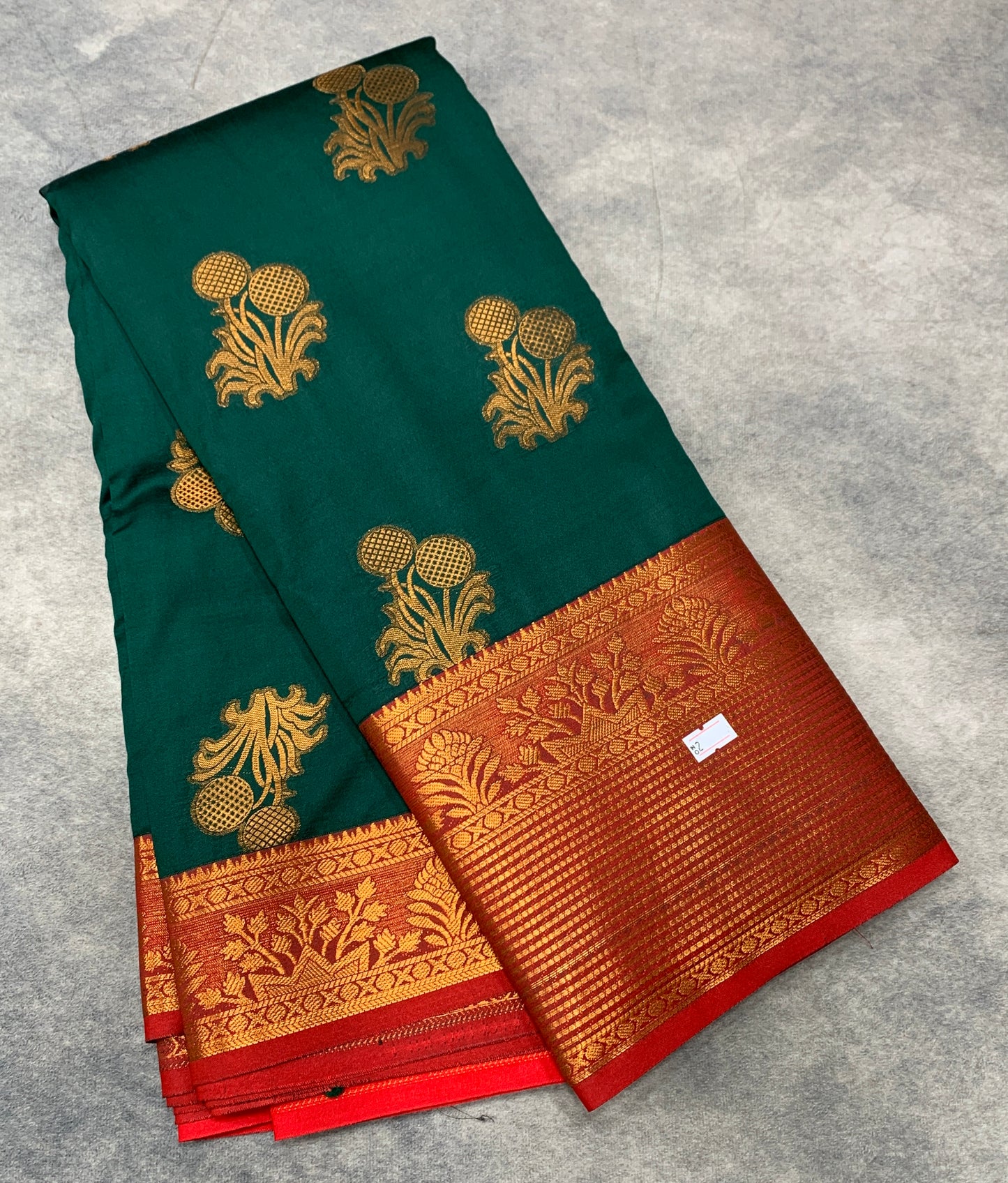 Soft Silk Casual Saree Green Colour with Maroon and Golden Colour Border
