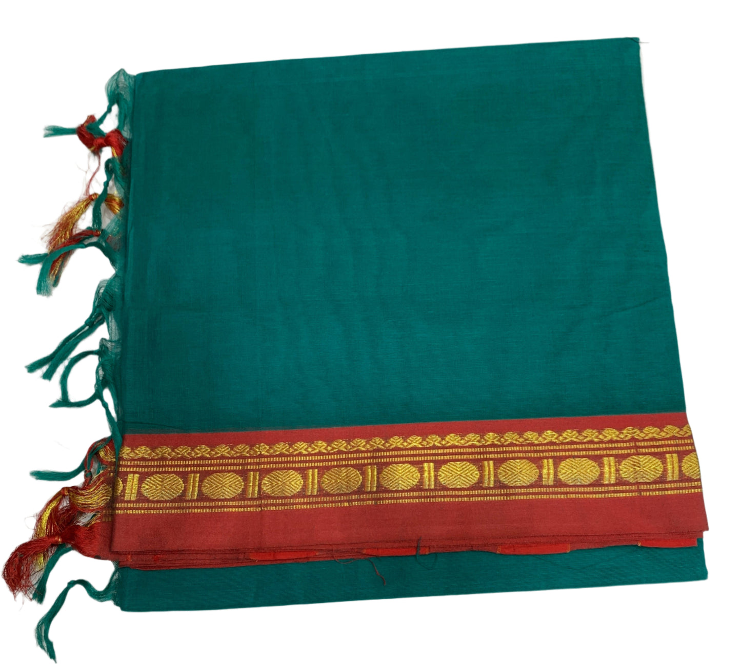 Chettinad Cotton Saree Rama Green Colour with Maroon Border