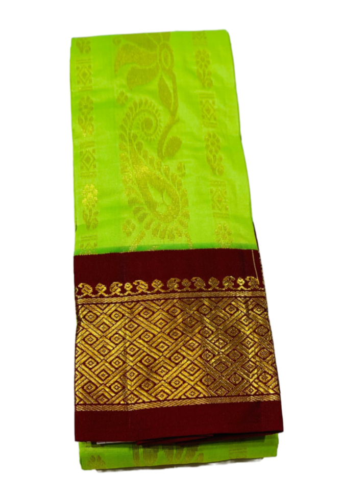 Kanchipuram Silk Saree Apple Green Colour