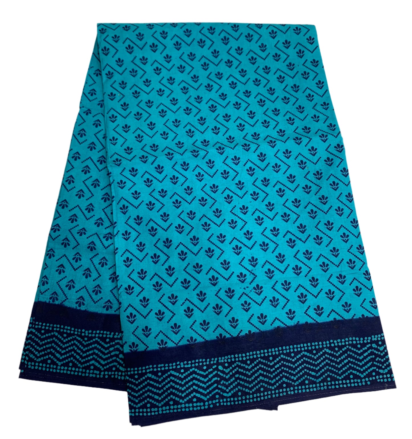 Chettinad Sungudi Cotton Light Turquoise Blue Colour with Navy Blue Border