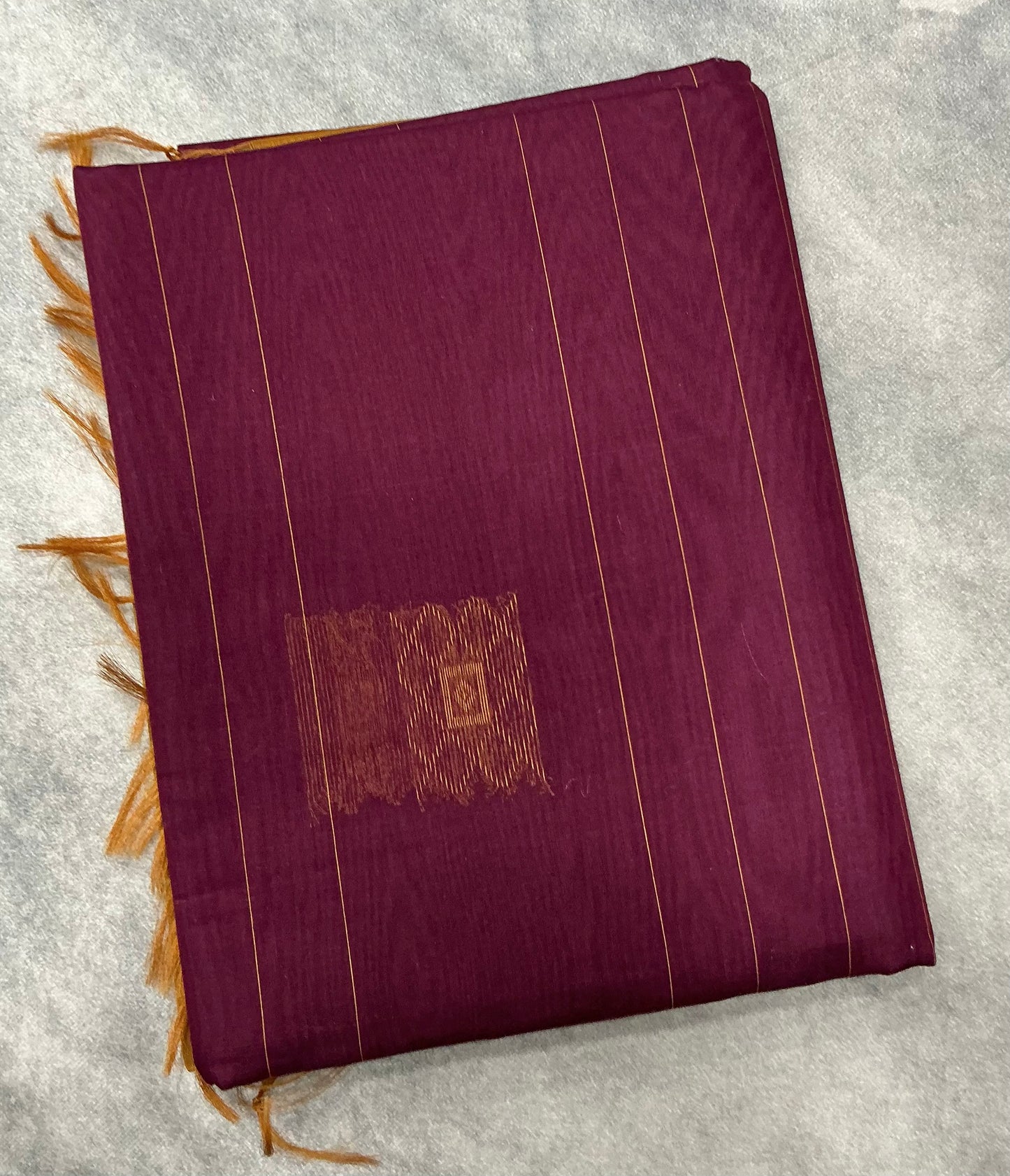 Brown Shade Silk Cotton Saree with Border Less Saree