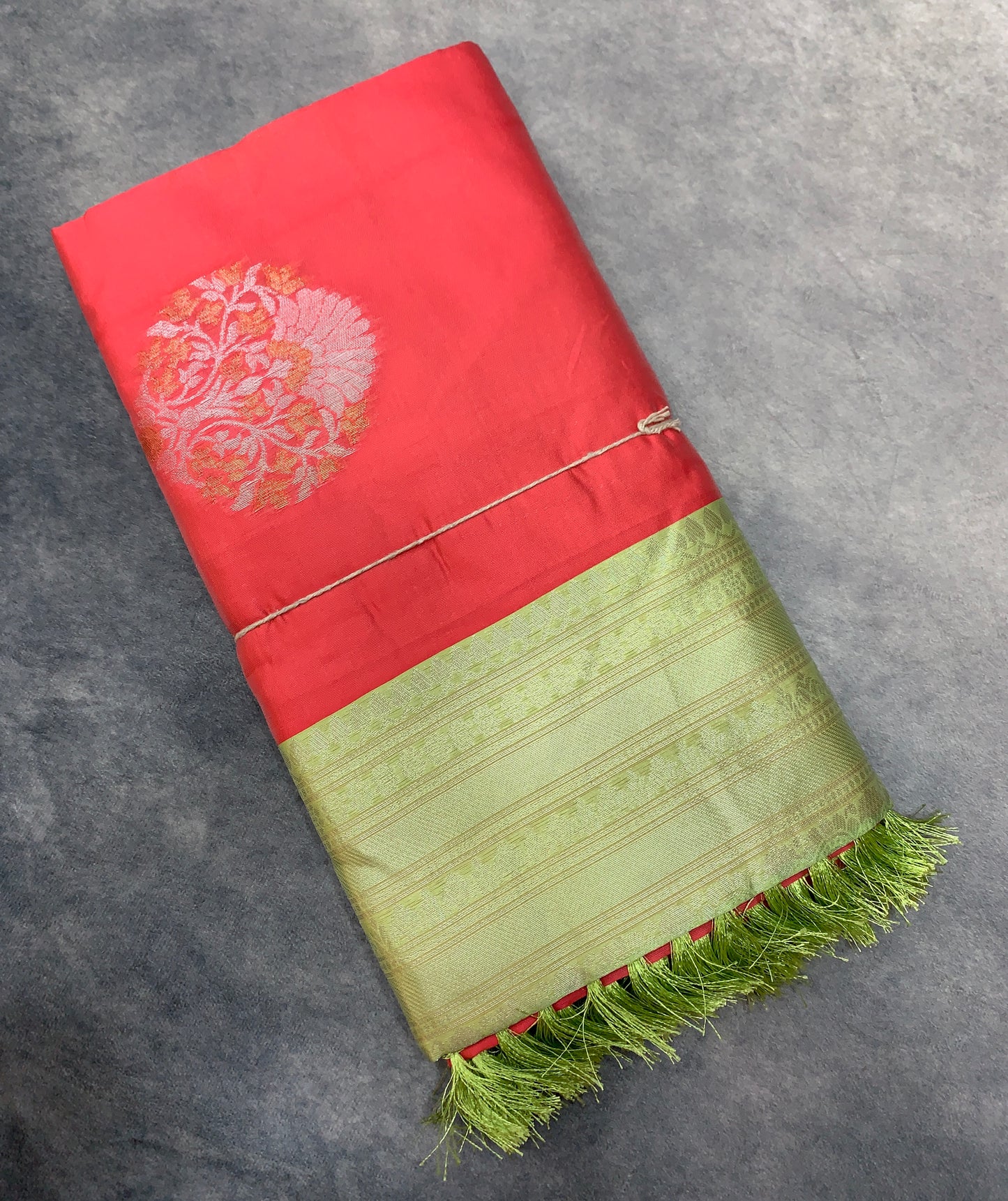Paper Silk Saree Peach Colour with Borderless