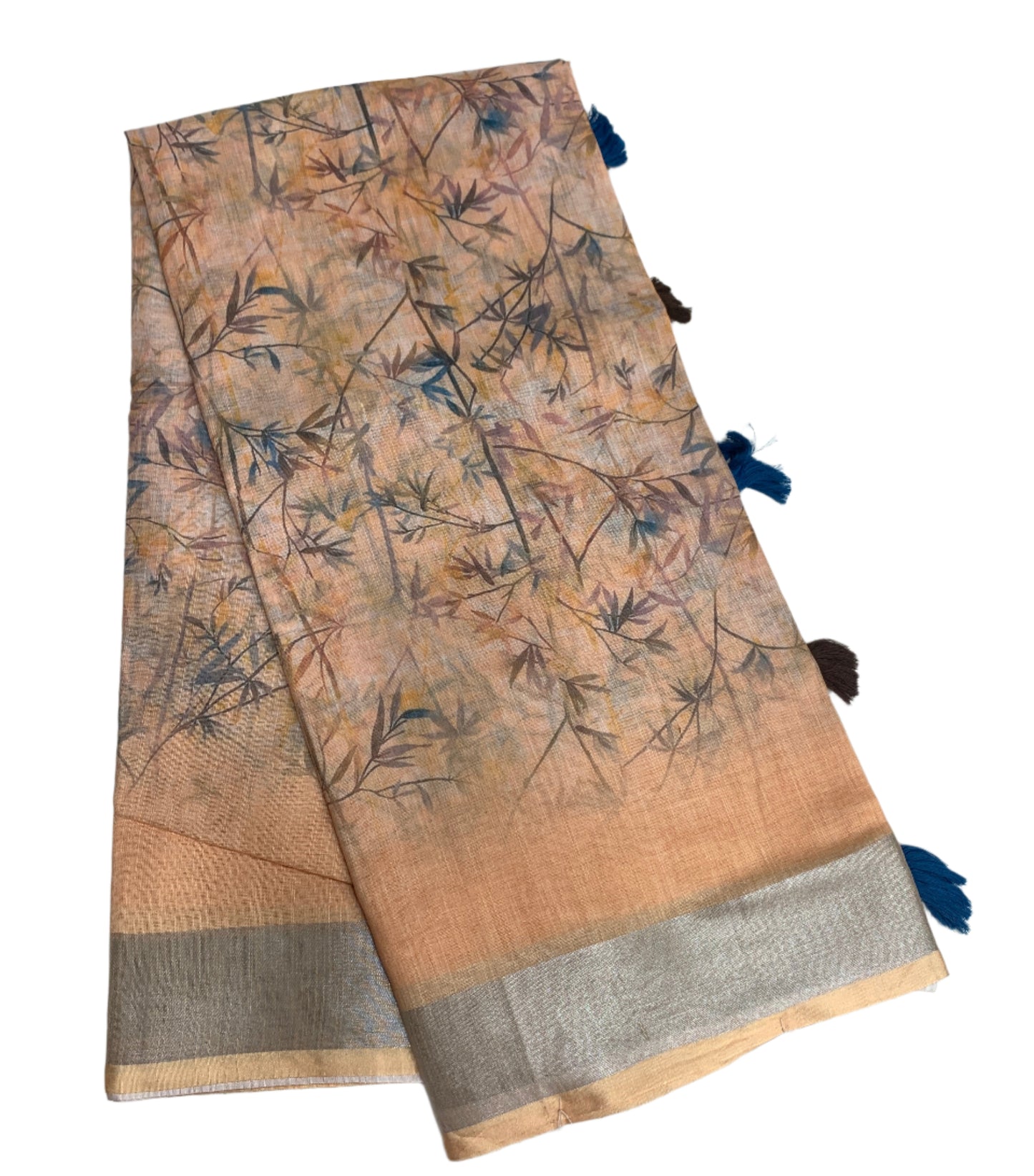 Jute Cotton Saree Light Peach Shade with Thread Border