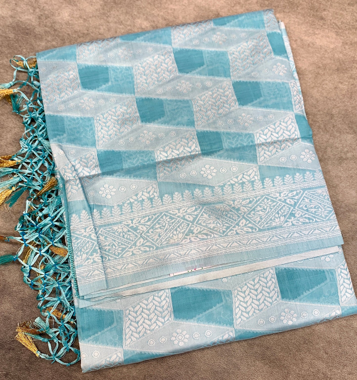 Banaras Katan Saree Sky Blue Colour with Katan Work Border