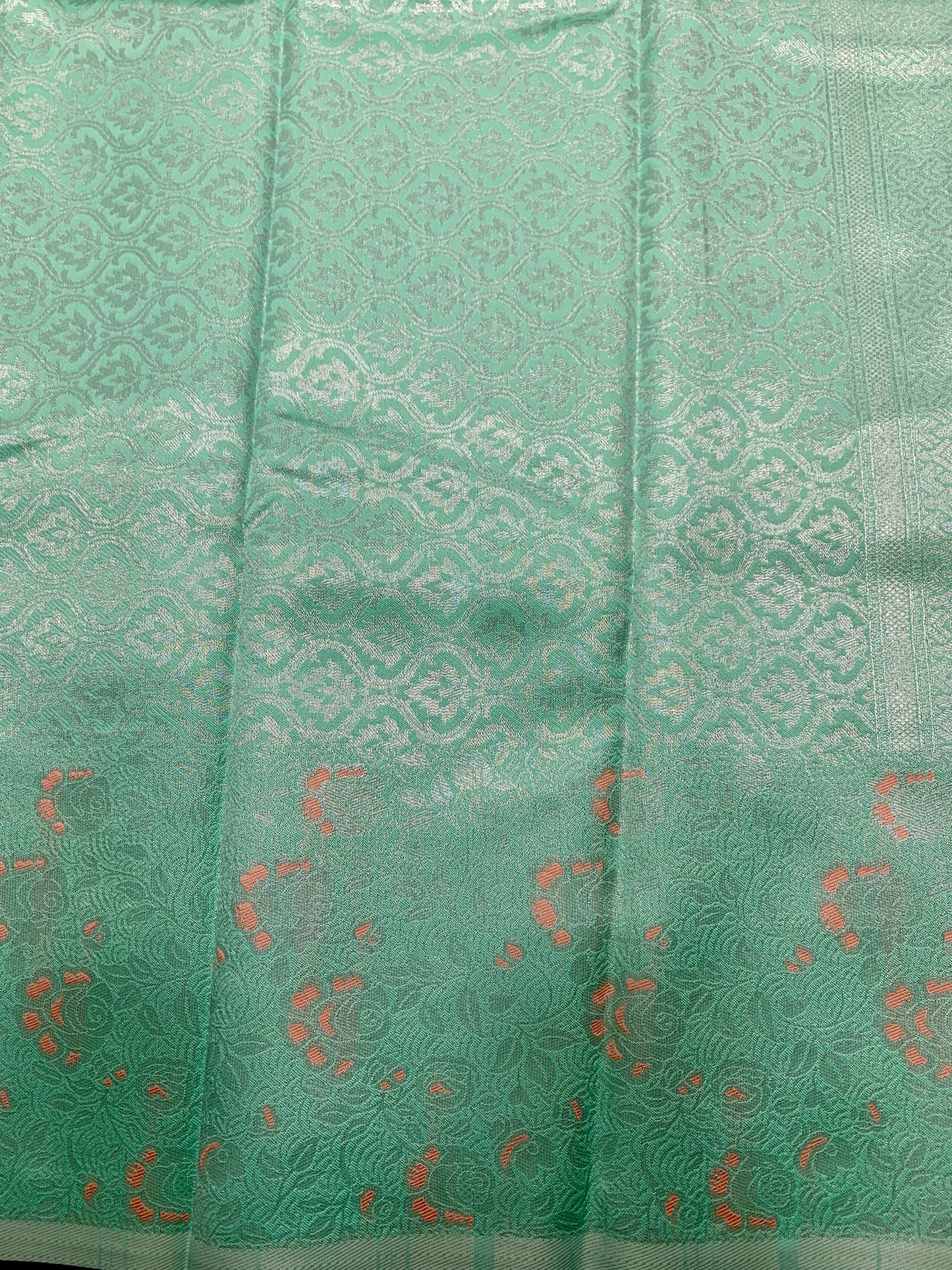Art Silk Saree Light Peach Colour with Sapphire Colour Border