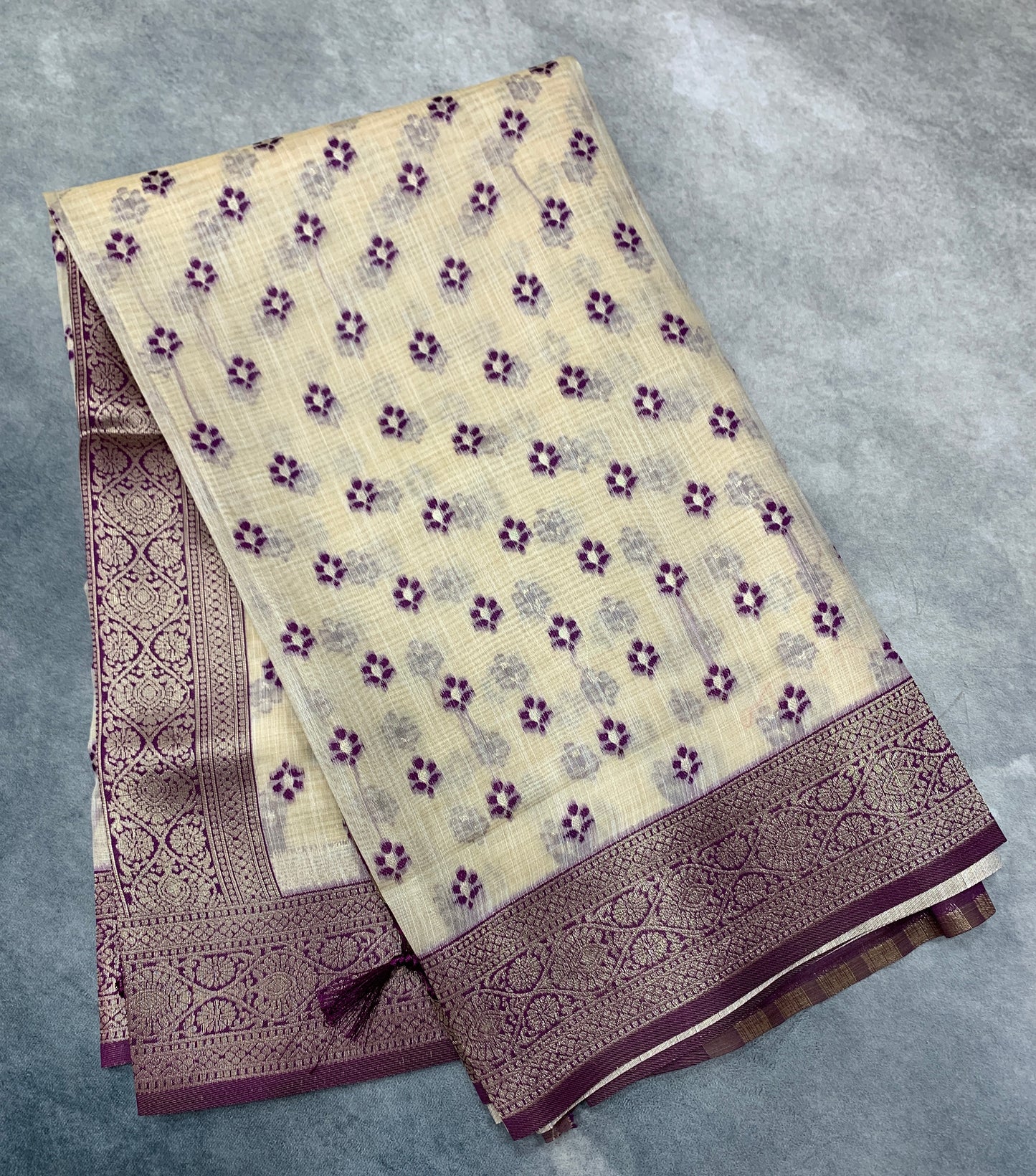 Banaras Katan Saree Tussar Colour with Katan Work Border