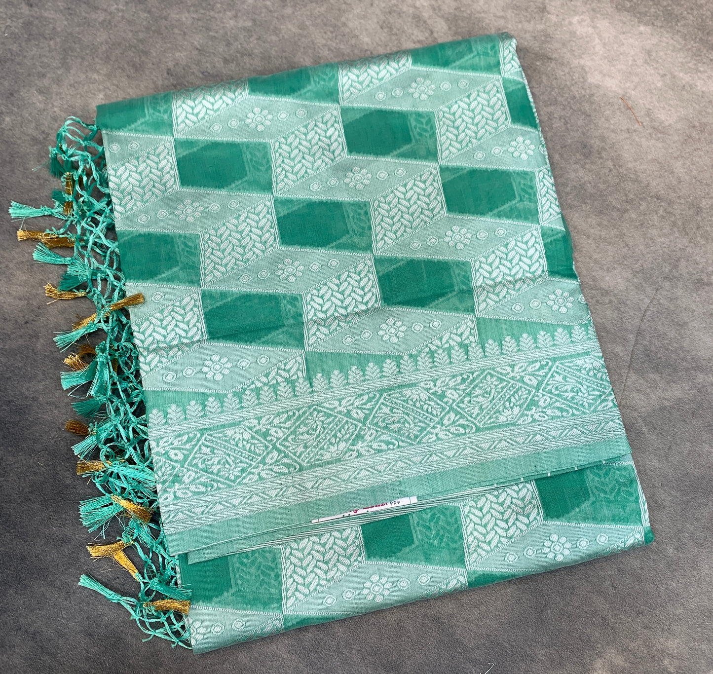 Banaras Katan Saree Rama Green Colour with Katan Work Border