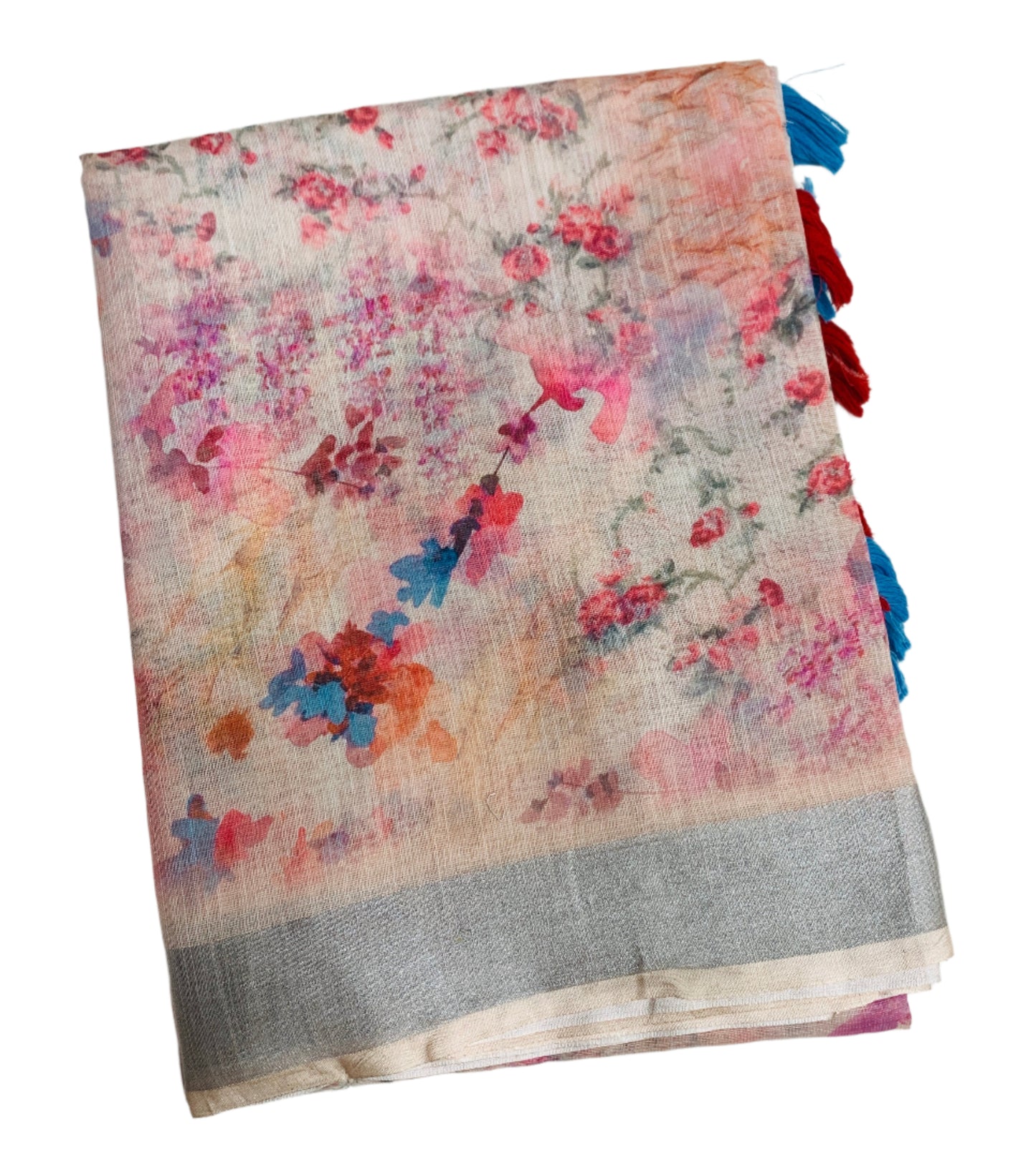 Jute Cotton Saree Baby Pink Shade with Thread Border