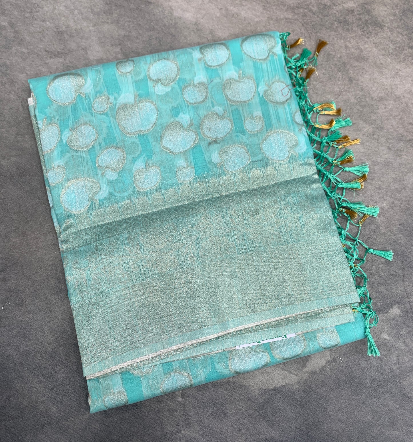 Banaras Katan Saree Sapphire Colour with Katan Work Border